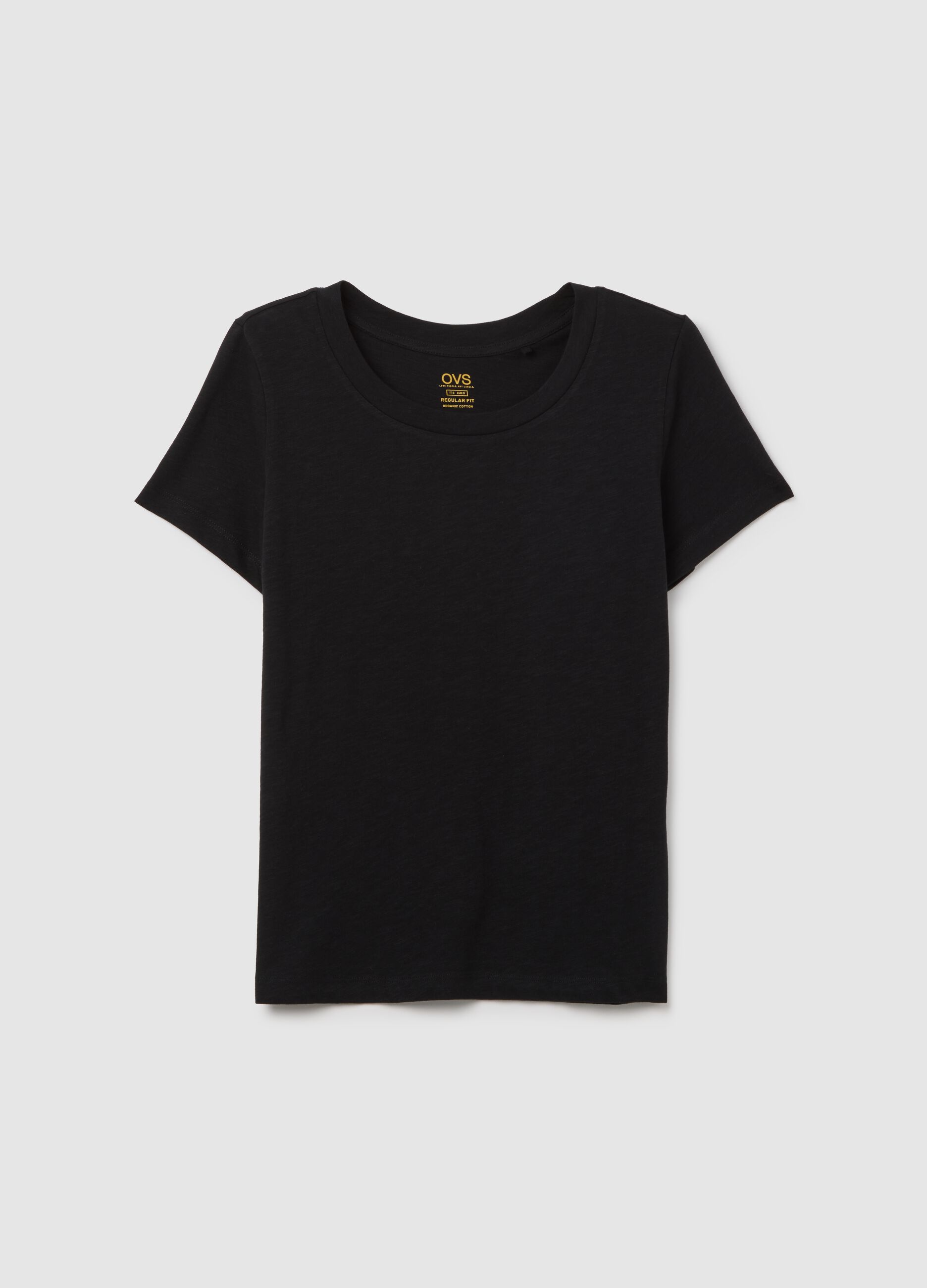 T-shirt da donna in puro cotone nero regular fit
