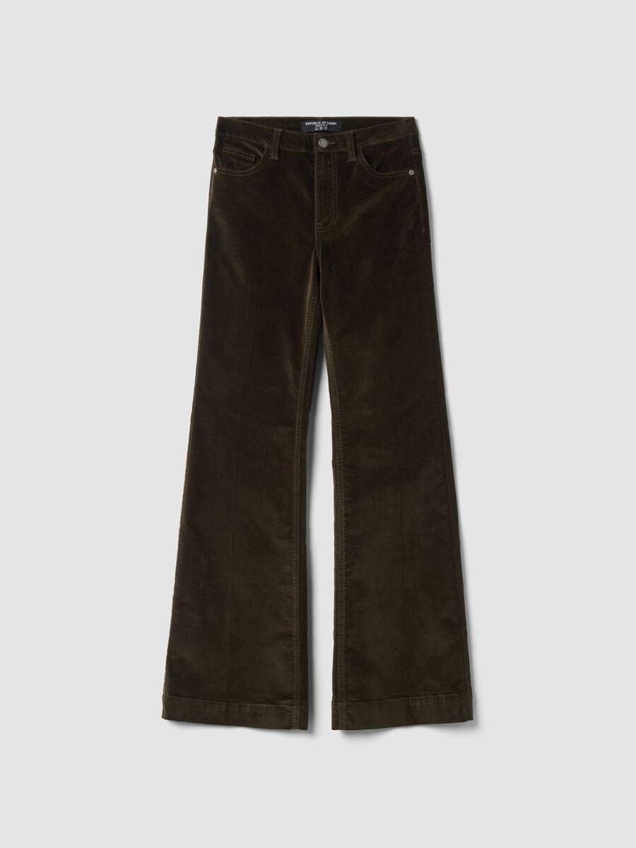 Jeans verdi bootcut in cotone elasticizzato_0