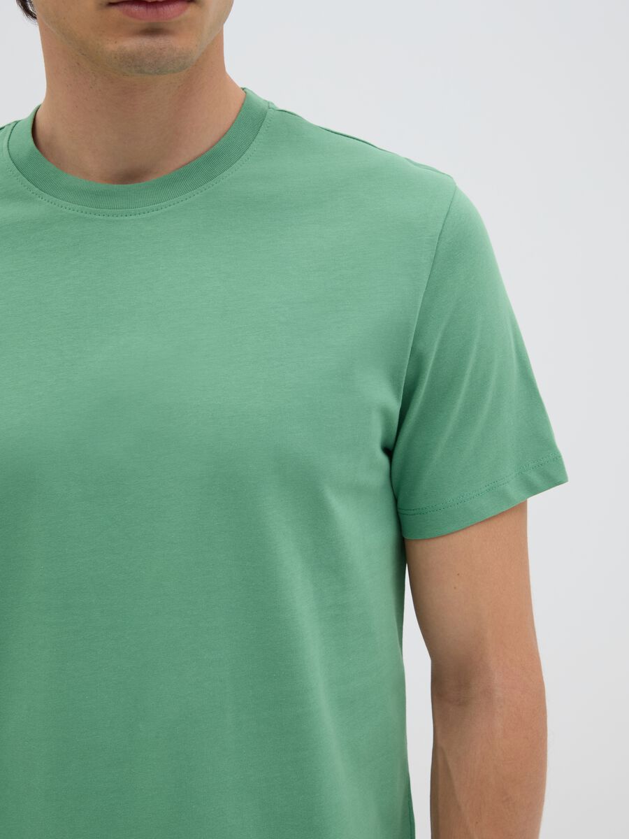 Men's Green Pure Cotton T-shirt Regular Fit_2