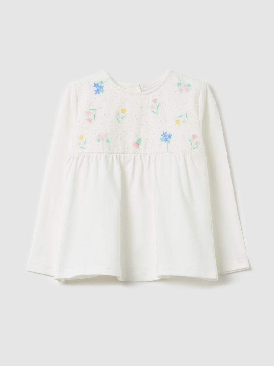 Broderie anglaise T-shirt with ditsy floral print_0