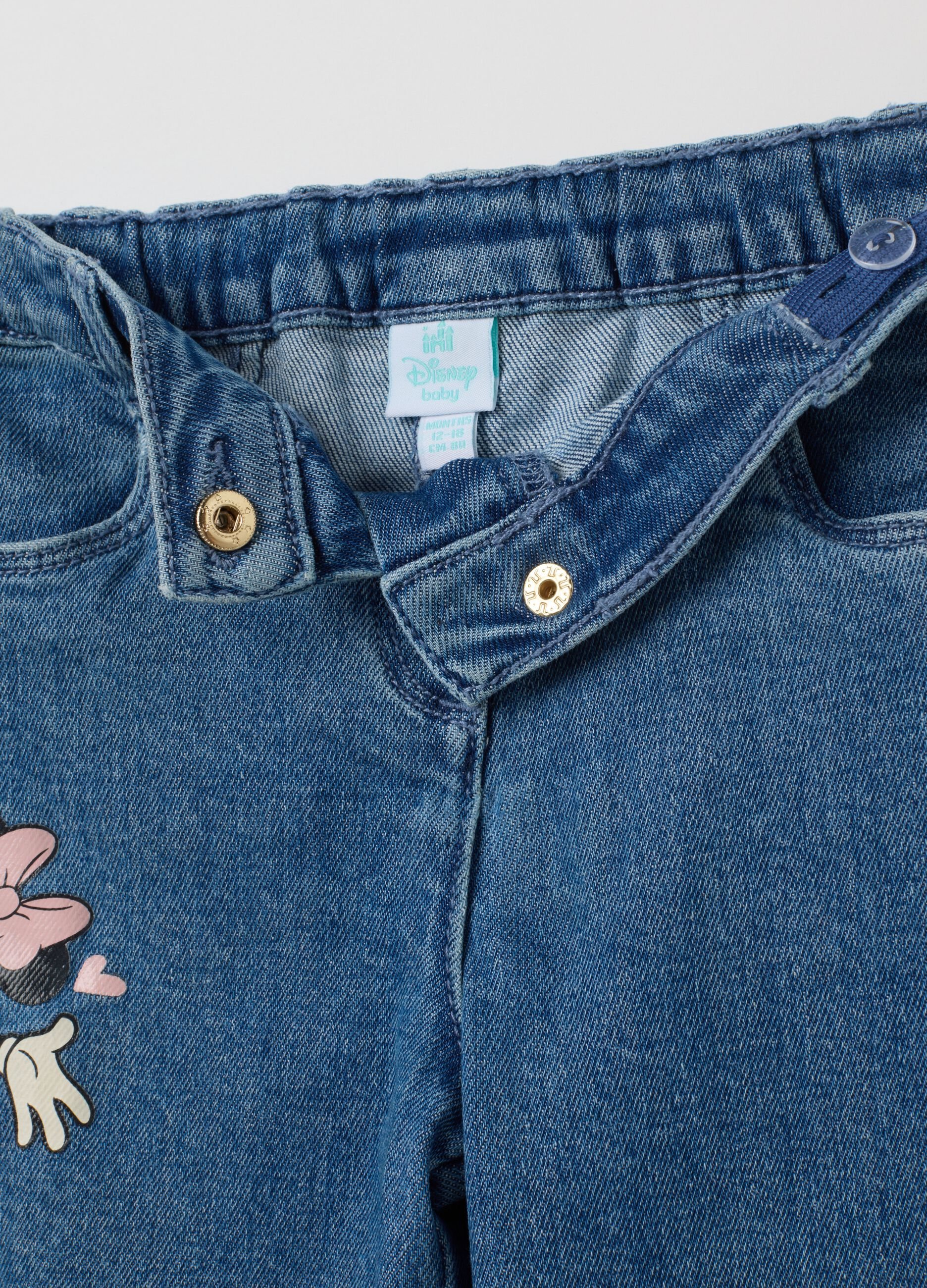 Pantaloni da bambina in denim elasticizzato blu flare