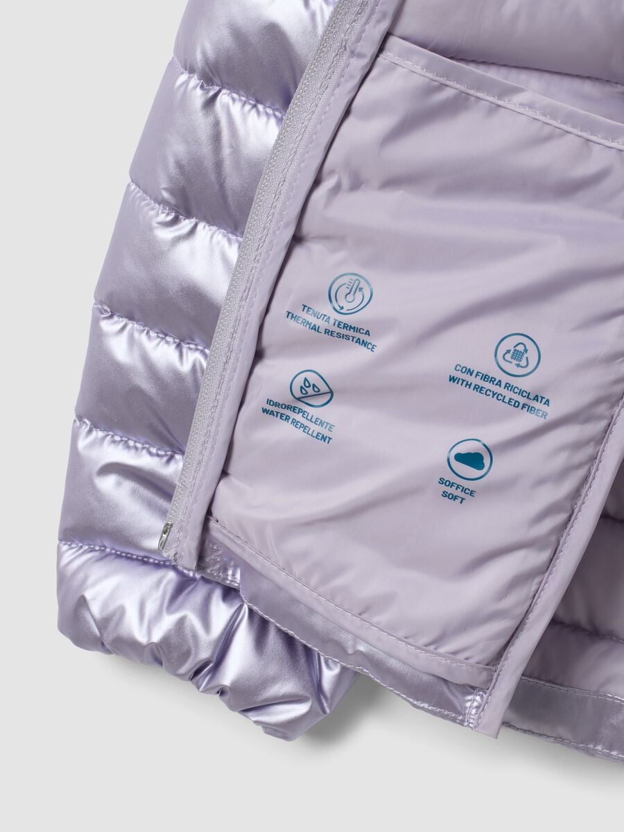 Piumino Ultralight viola con cappuccio e zip per bambina_2