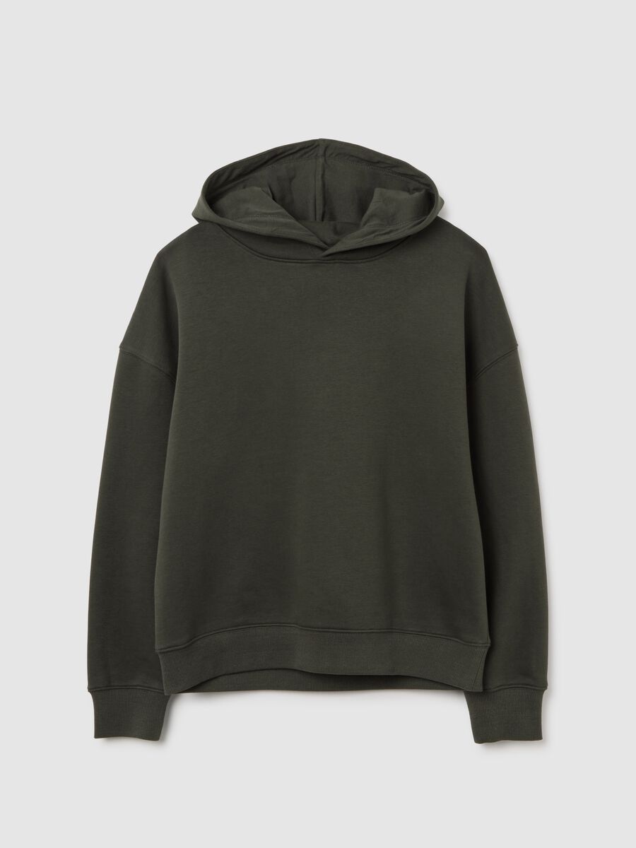 Felpa verde in misto cotone regular fit con cappuccio_4