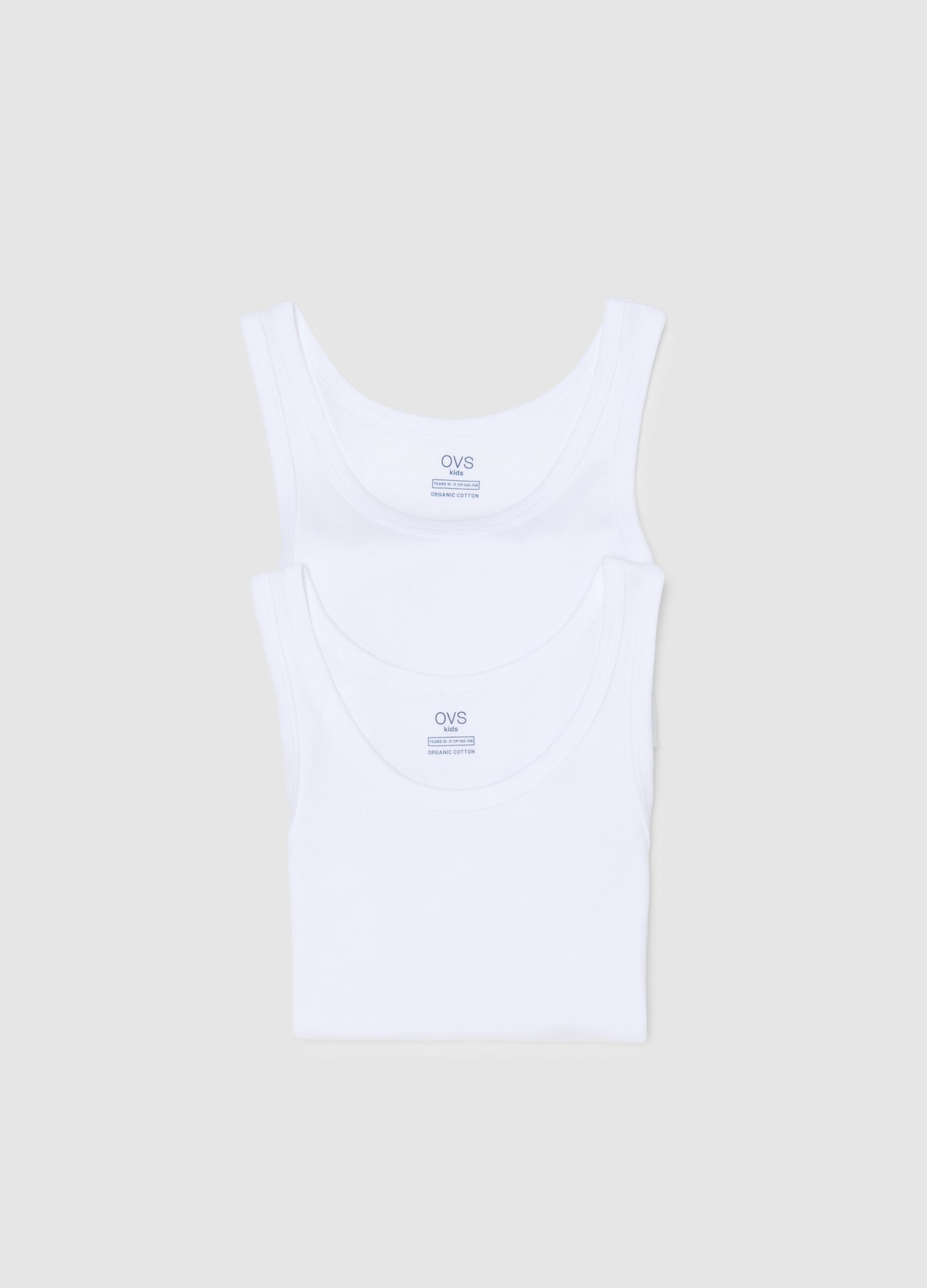 Boys' white undershirts twin pack in pure cotton regular fit