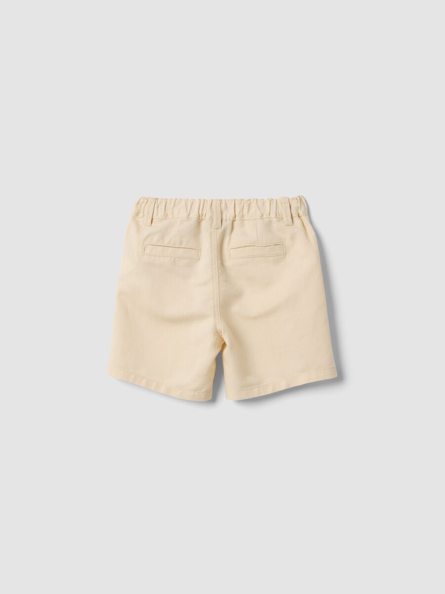 Beige linen and cotton blend shorts for baby boys, regular fit_1
