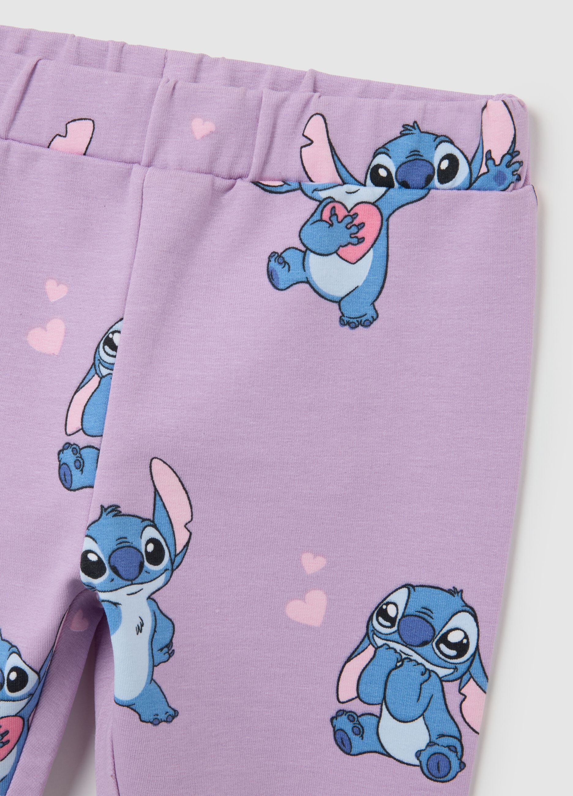 White cotton girl set with Stitch