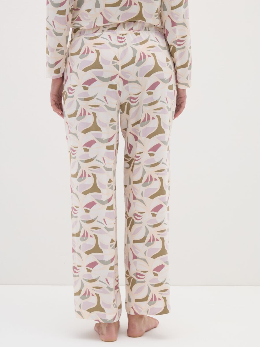 Pantaloni pigiama palazzo in viscosa multicolor regular fit_2