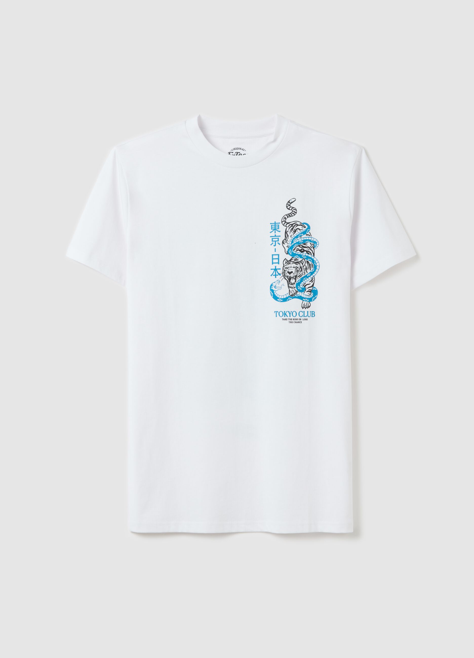 White T-shirt with Tokyo Club print