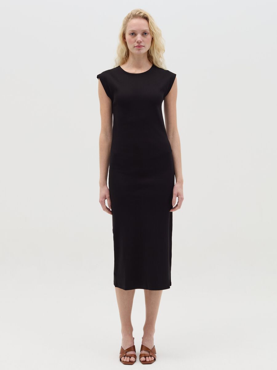 Essentials grey midi dress in stretch cotton_0