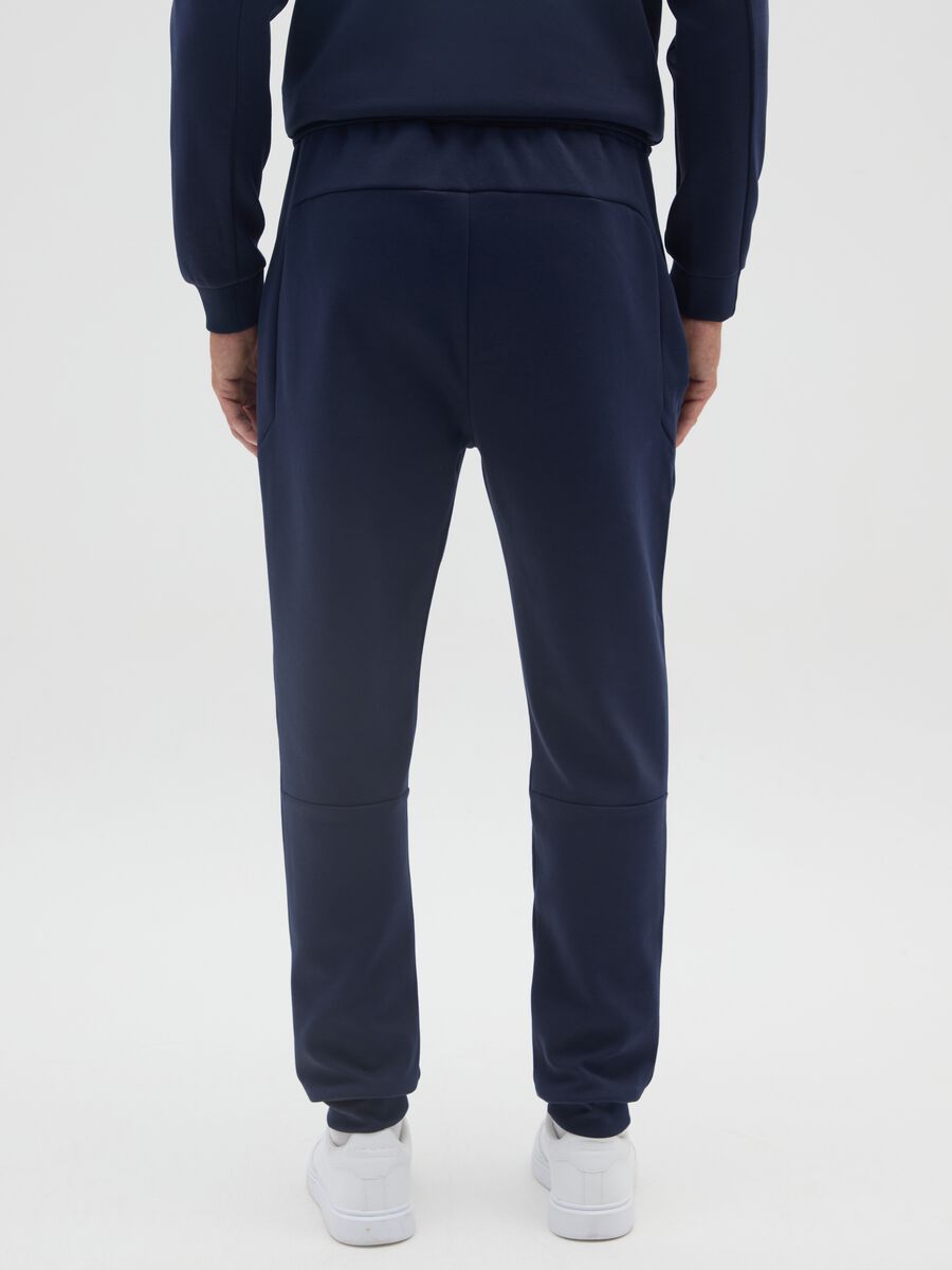 Pantaloni sportivi blu in cotone elasticizzato _2