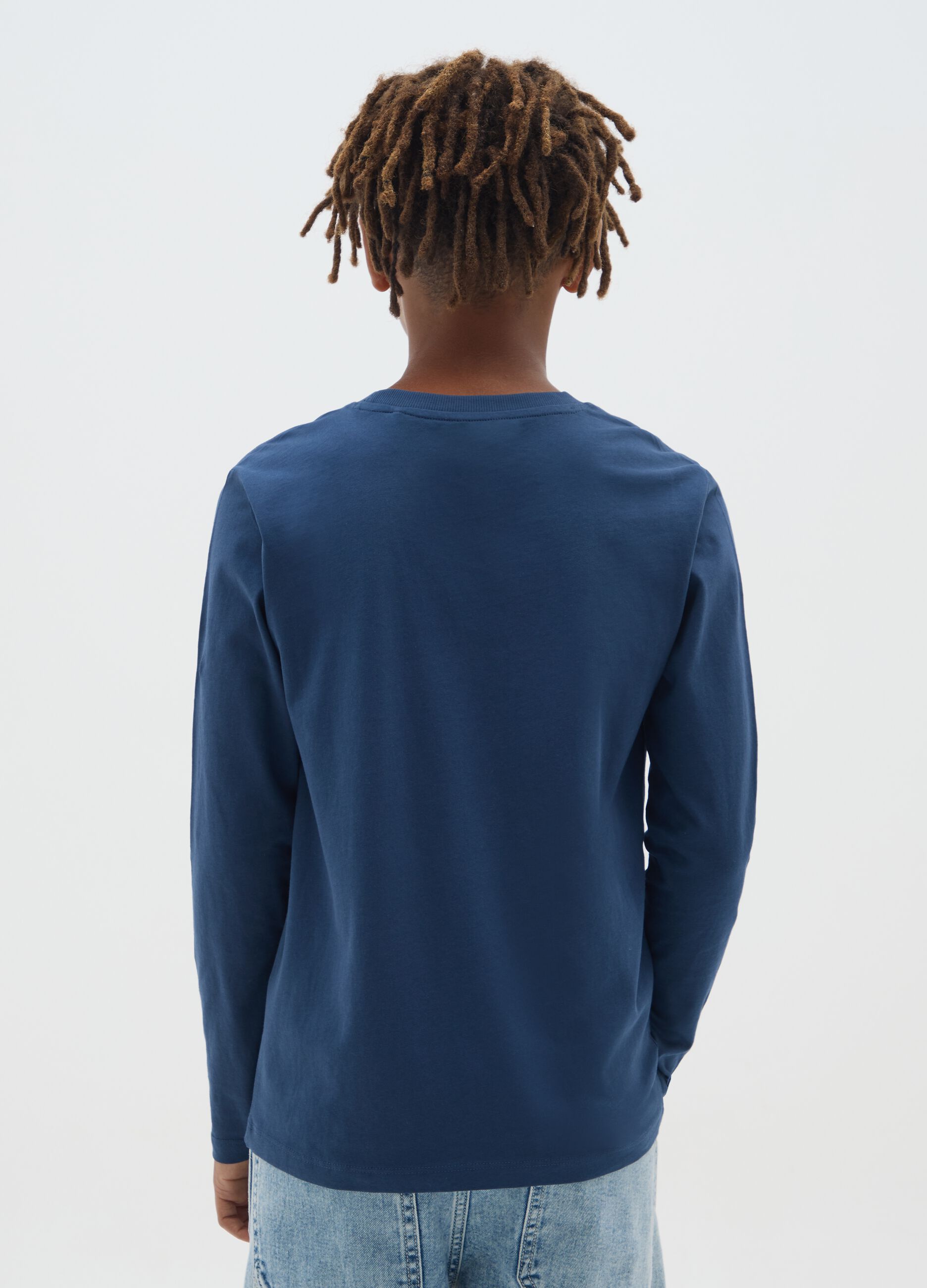 Boys' Long Sleeve T-shirt in Blue Jersey