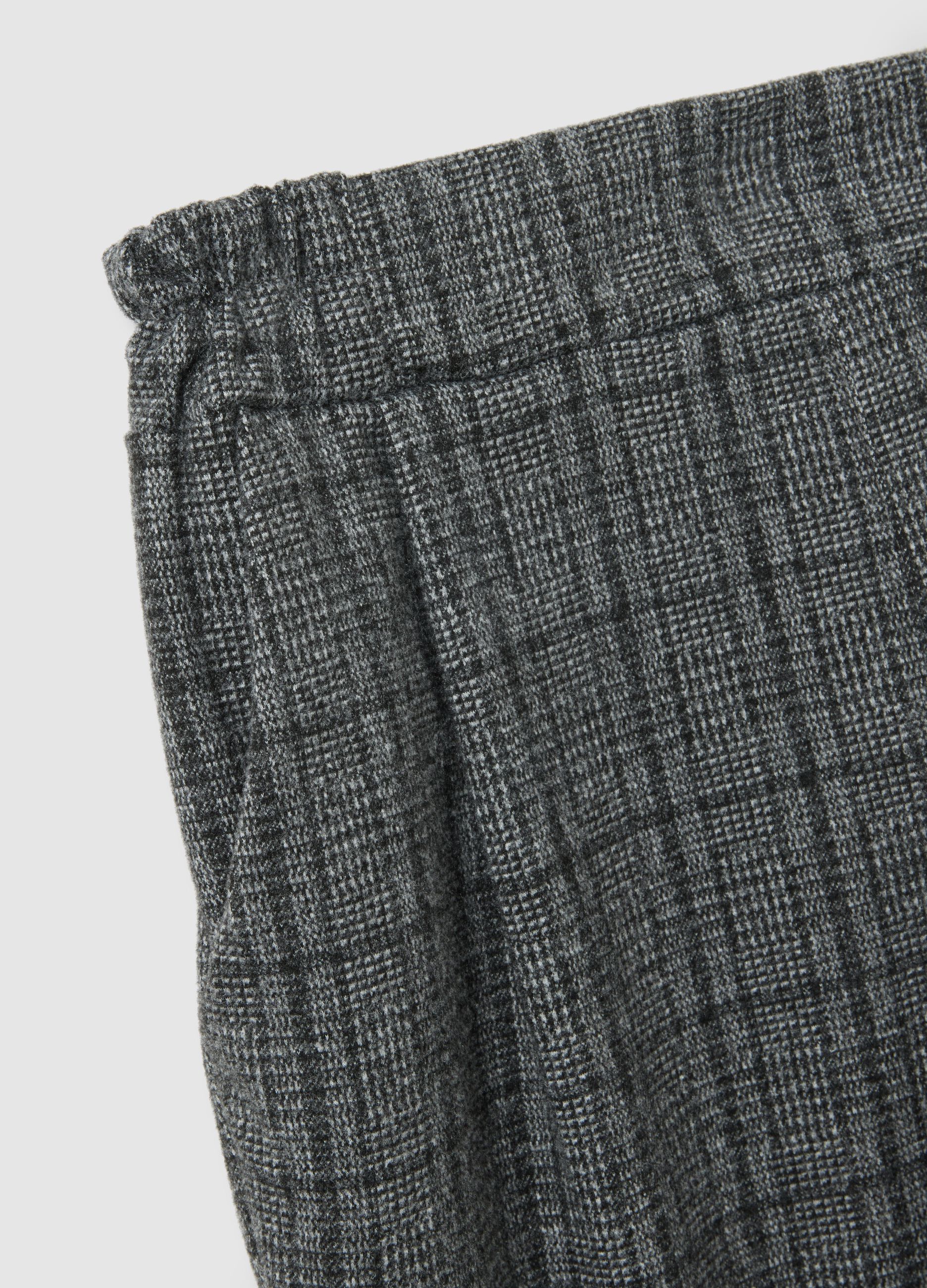 Pantaloni grigi a quadri in tessuto elasticizzato regular fit