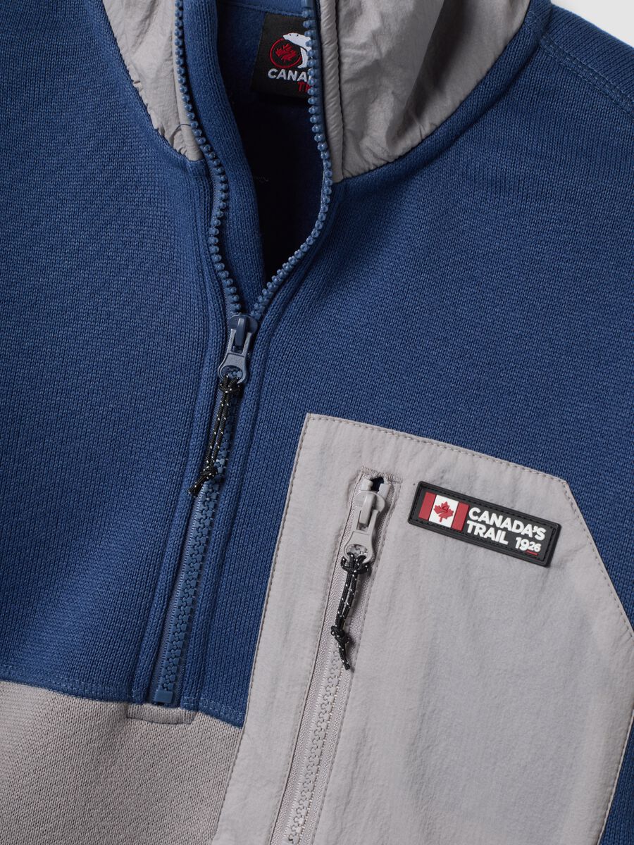 Heavyweight blue and light grey half-zip jacket_1