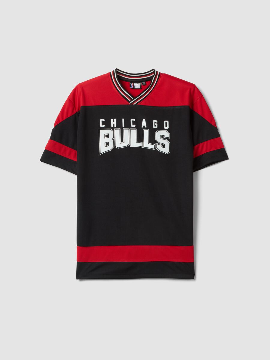Multicolour pure cotton T-shirt with Chicago Bulls logo for kids_0