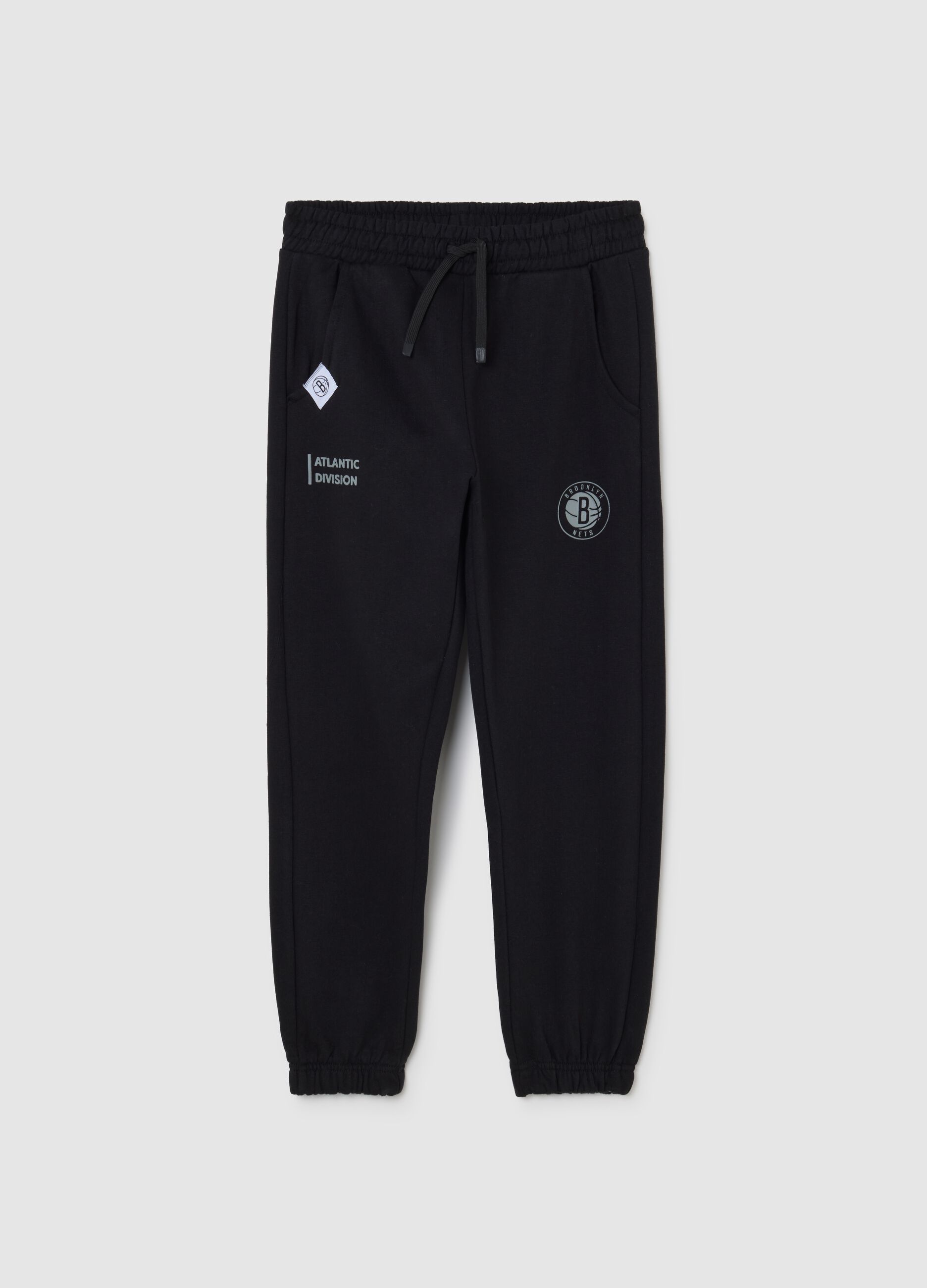 Jogger da ragazzo in misto cotone nero regular fit