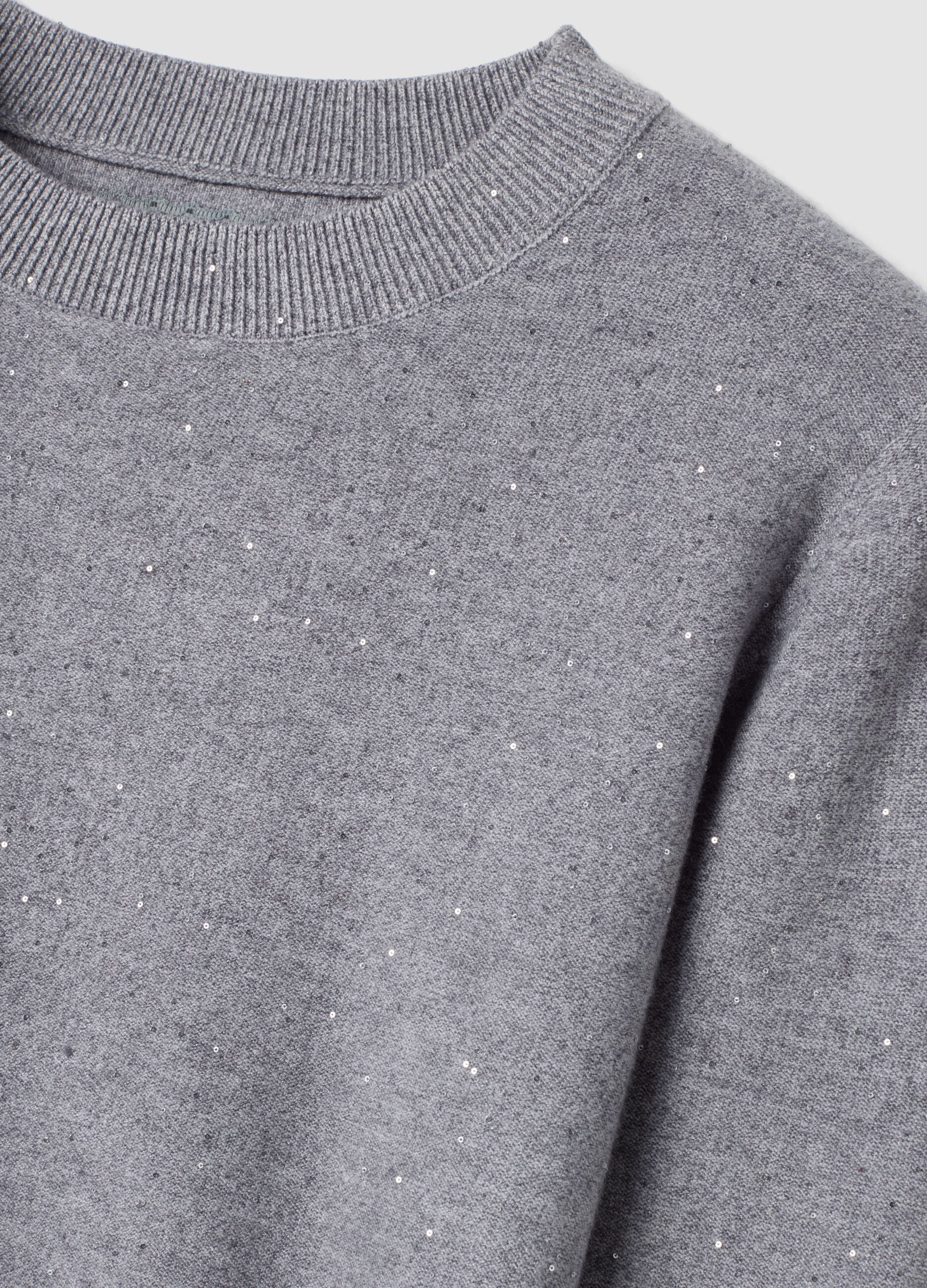 Grey viscose-blend sequin jumper, regular fit