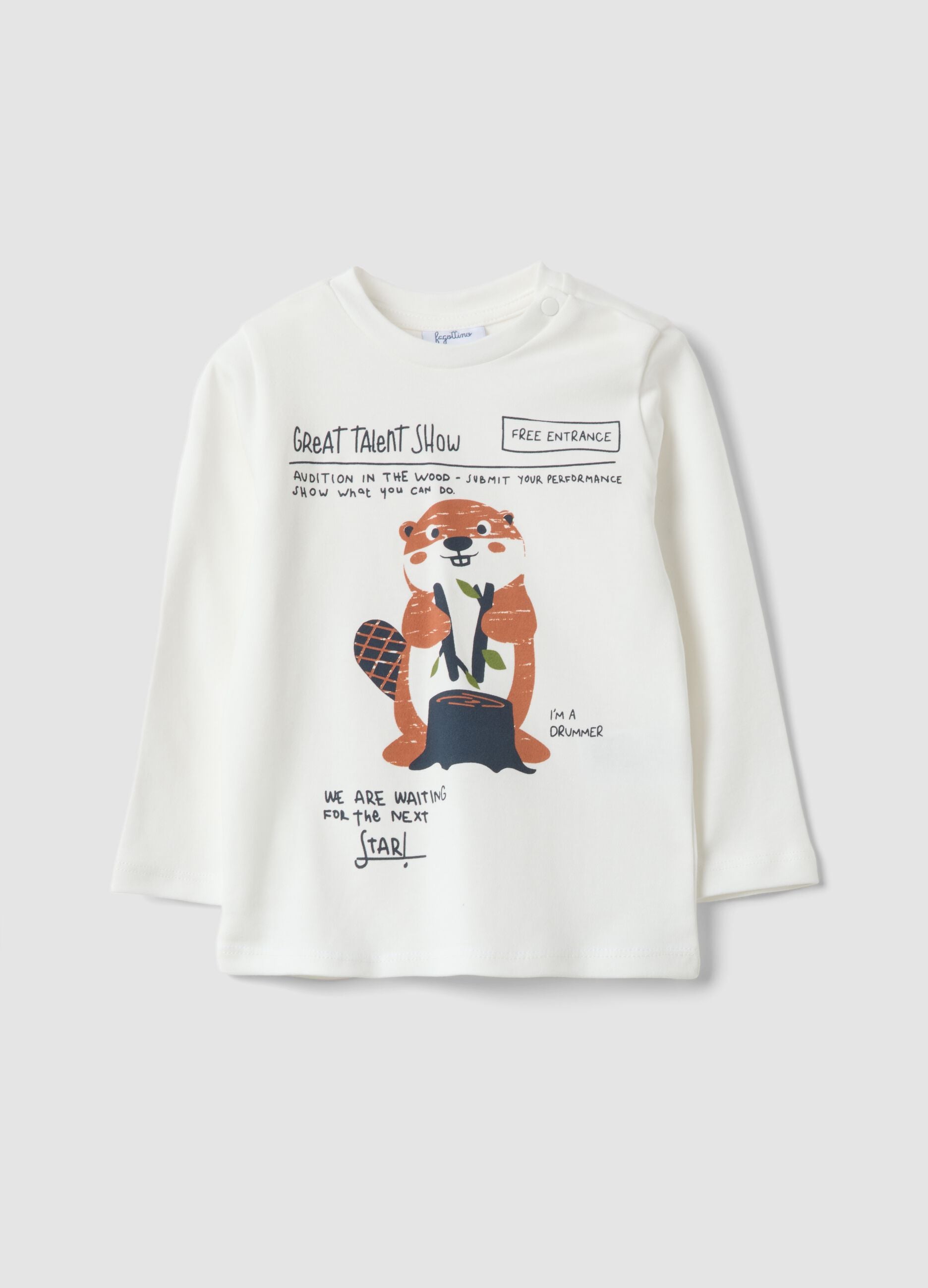 White crew-neck T-shirt in pure organic cotton