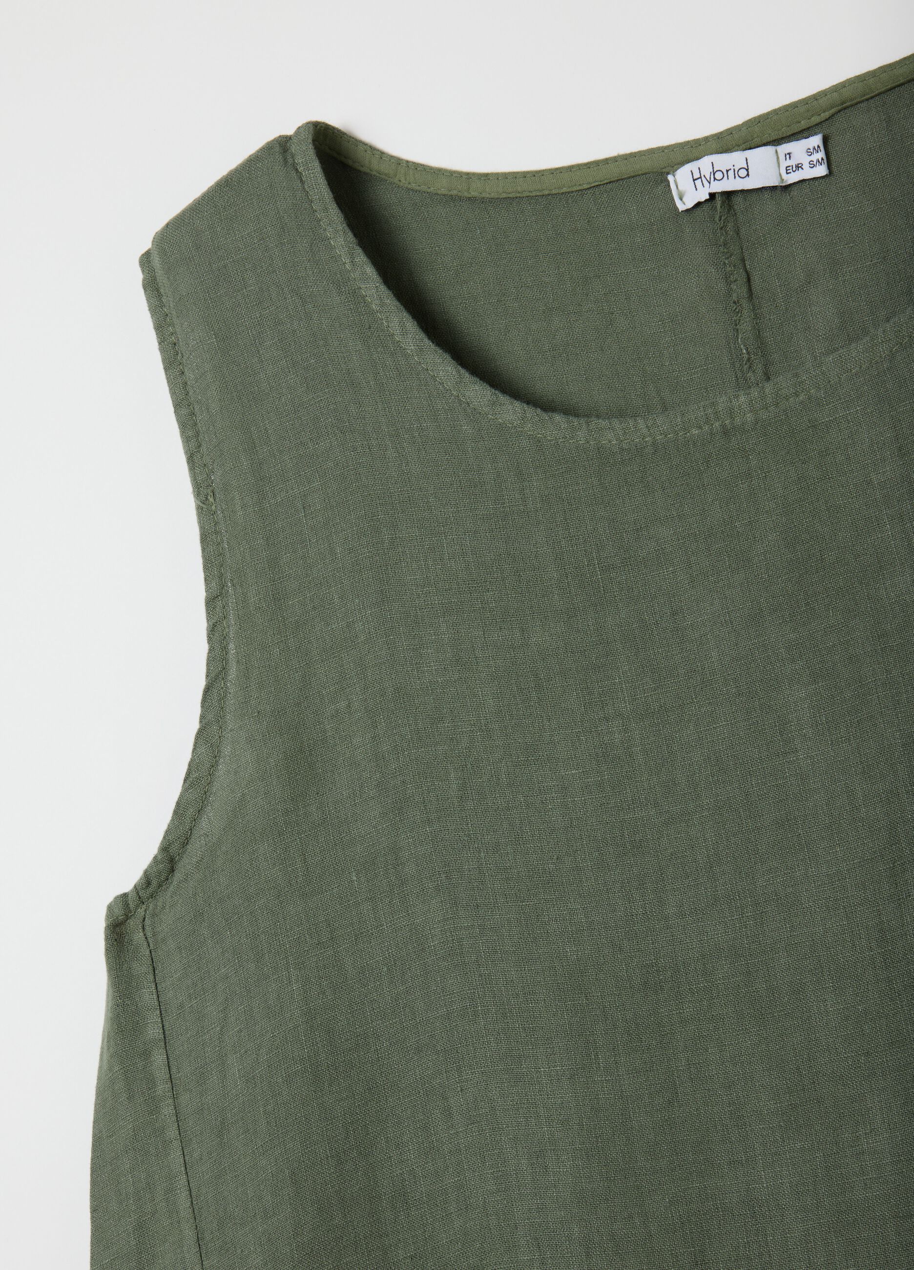 Women's dress in pure green linen regular fit