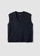 Grey pure wool gilet with deep V-neck_4