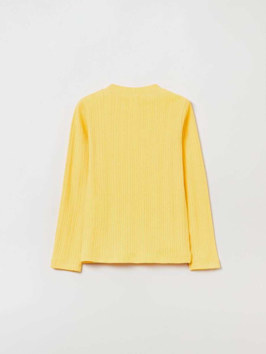 T-shirt in pointelle a collo alto_1