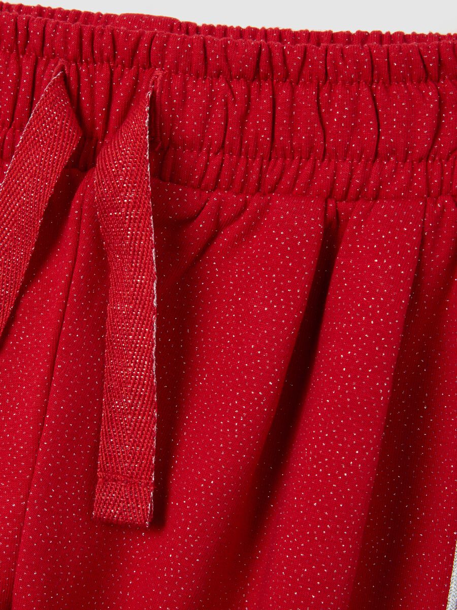 Pantaloni da bimba in cotone elasticizzato rossi con glitter_2