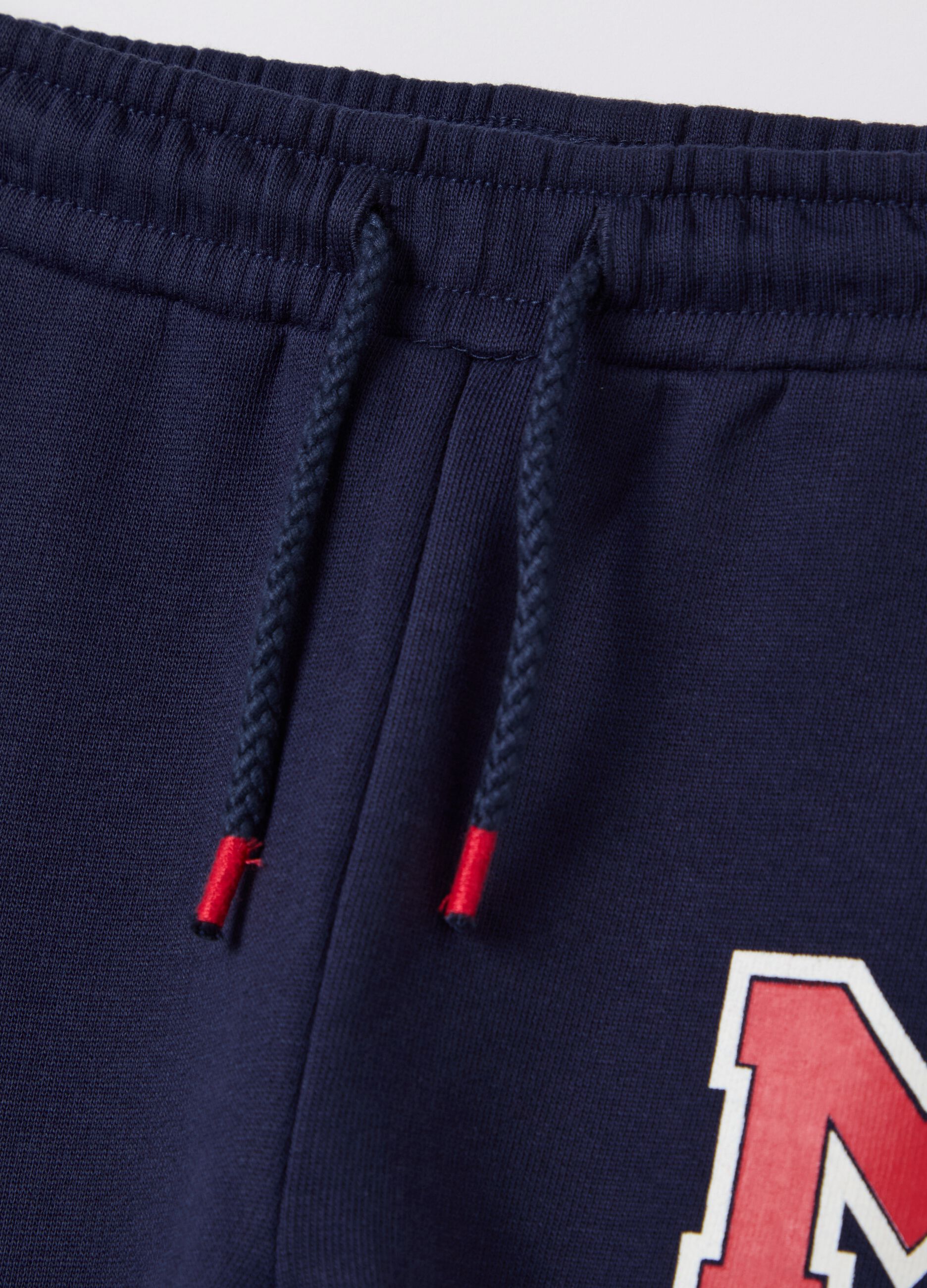 Cotton joggers with drawstring and Mickey Mouse print