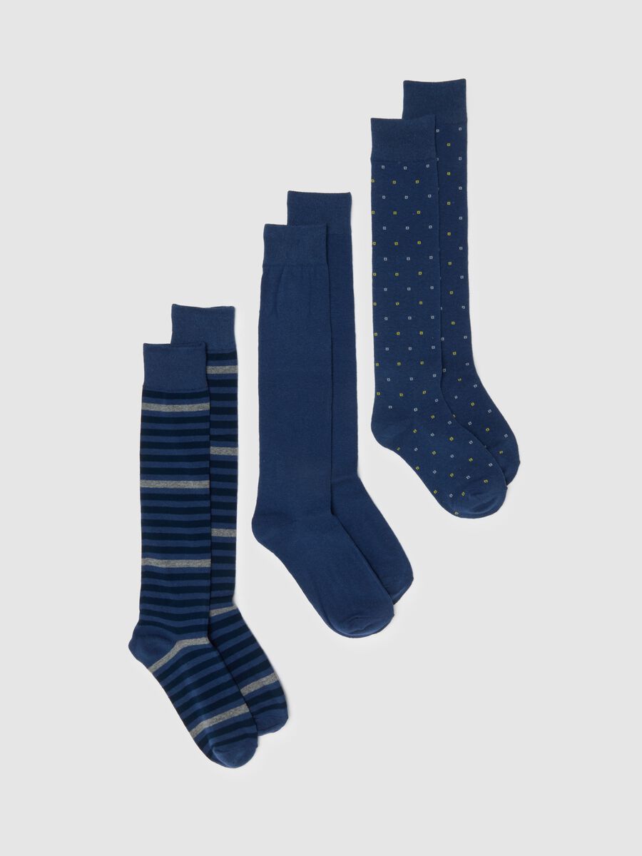 Multicolour stretch cotton long socks tripack_0