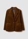 Brown stretch-cotton blazer with ribbed lining and classic lapels_0