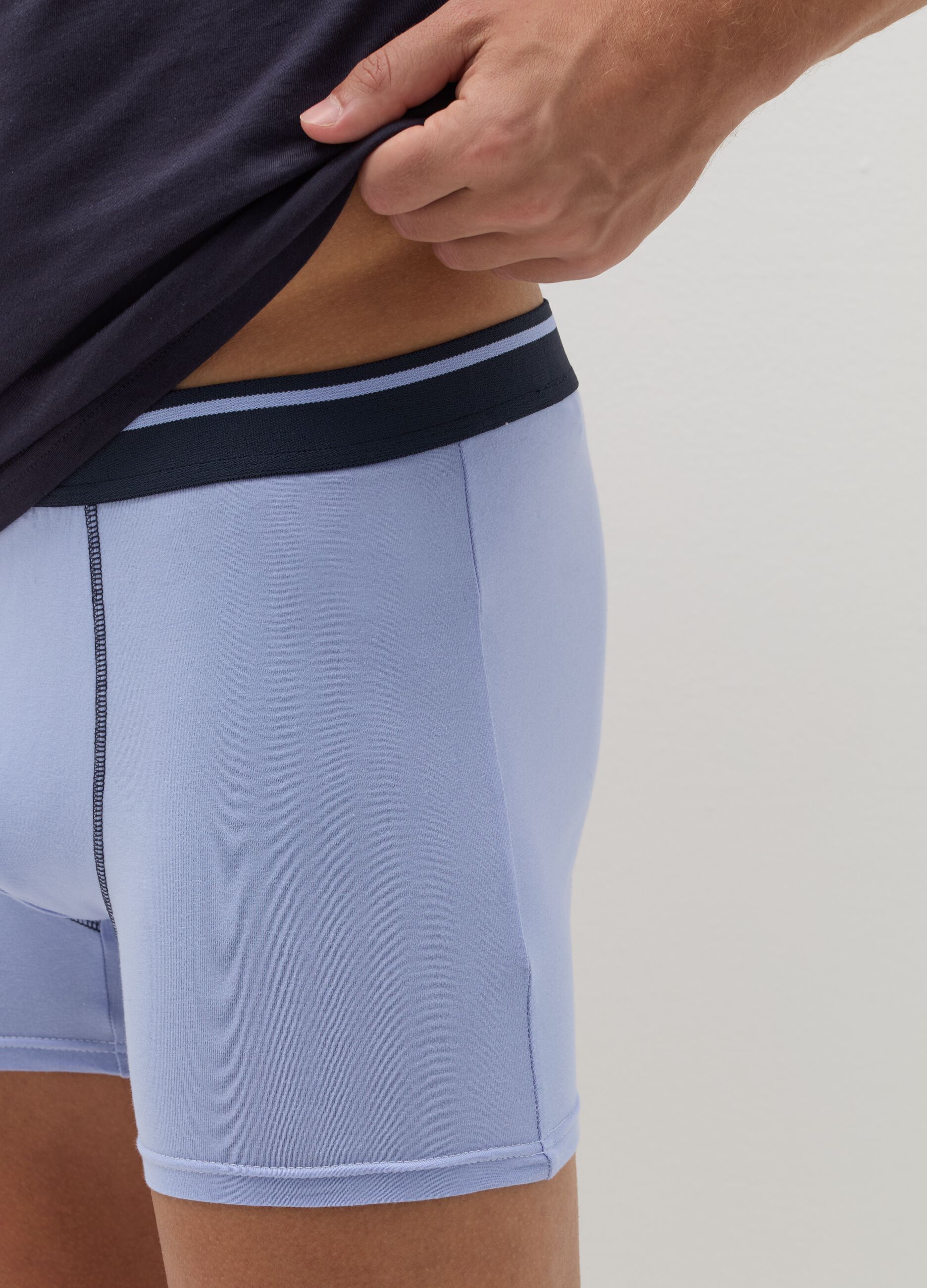 Tripack boxer midi con profilo rigato