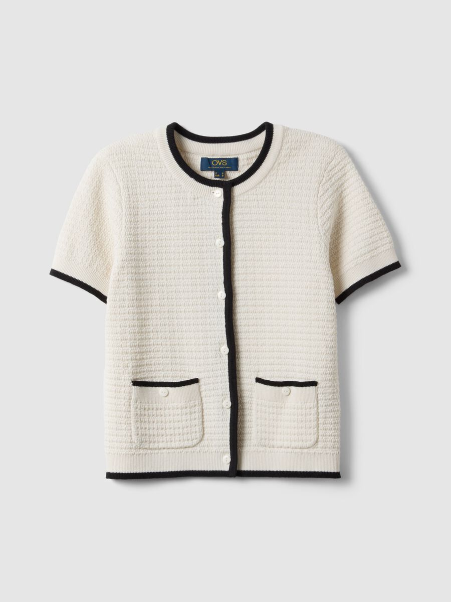 Cardigan bianco in puro cotone regular fit con bottoni_4