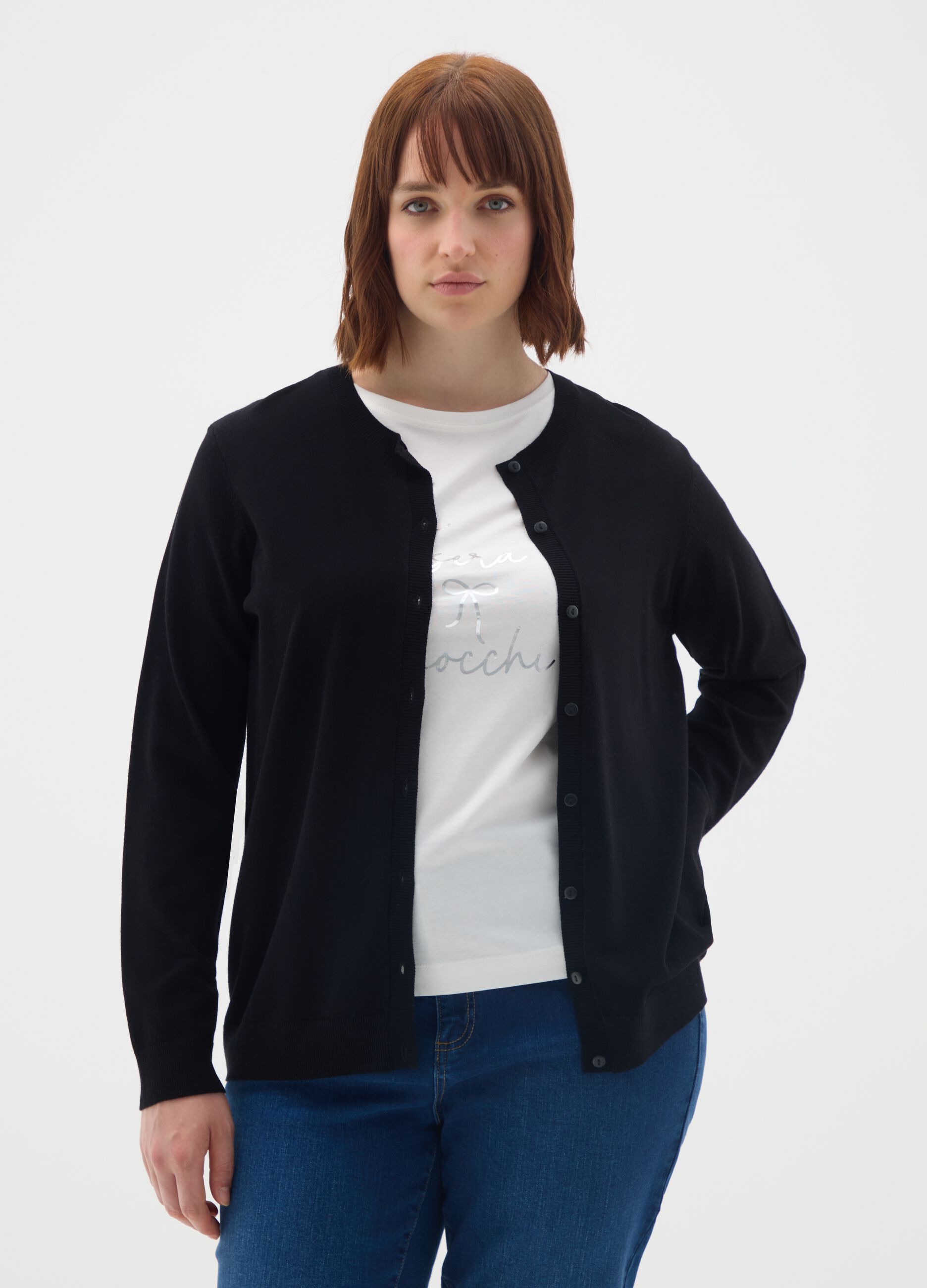 Black Wool Blend Regular Fit Cardigan