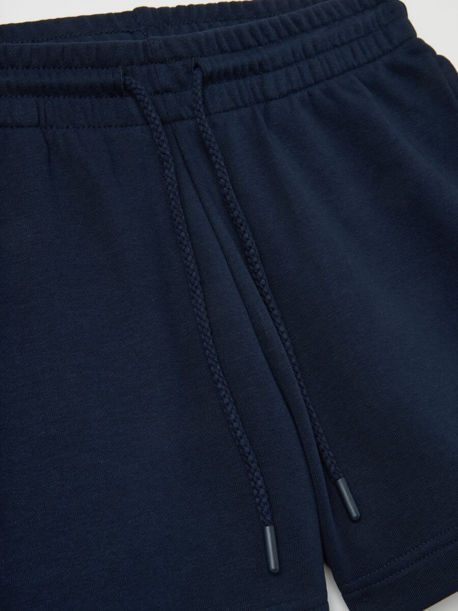 Women's regular fit blue cotton shorts_1