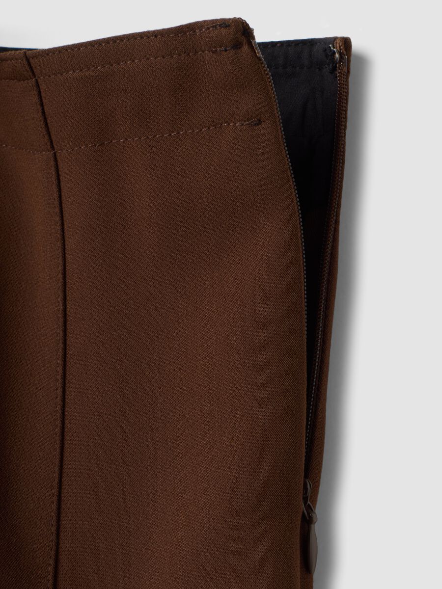 Gonna marrone in viscosa elasticizzata a vita regular_5