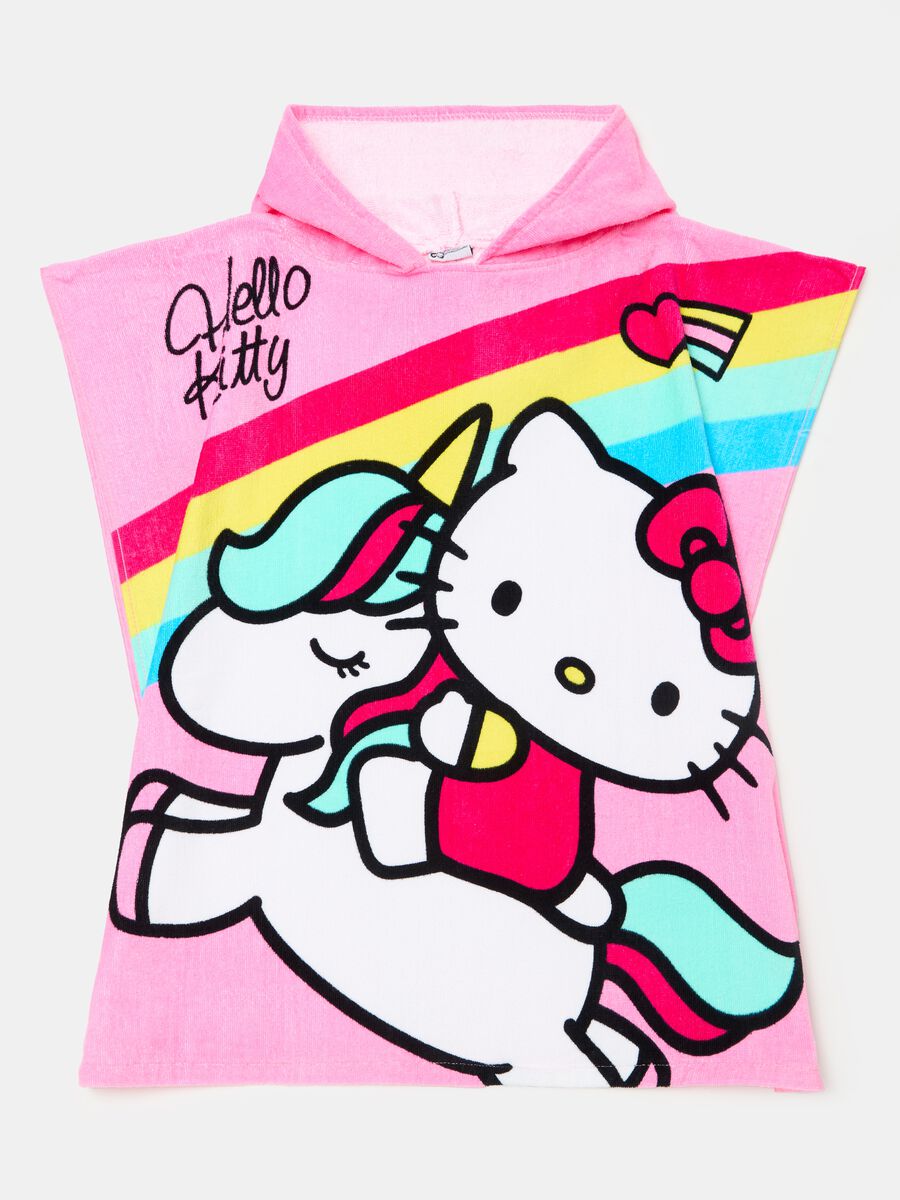 Beach poncho in terry with Hello Kitty print_0