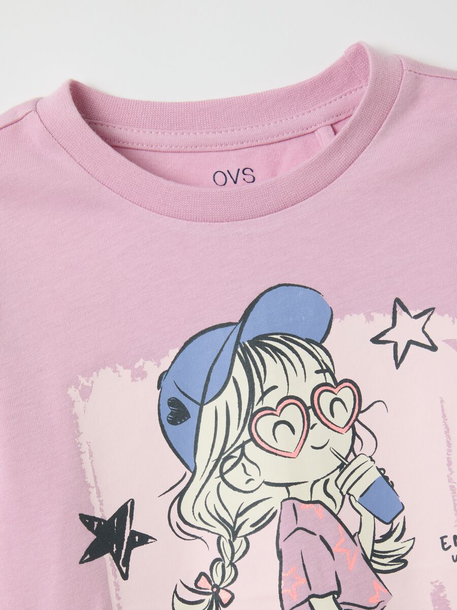 Girls' regular fit pink pure cotton top with print_2