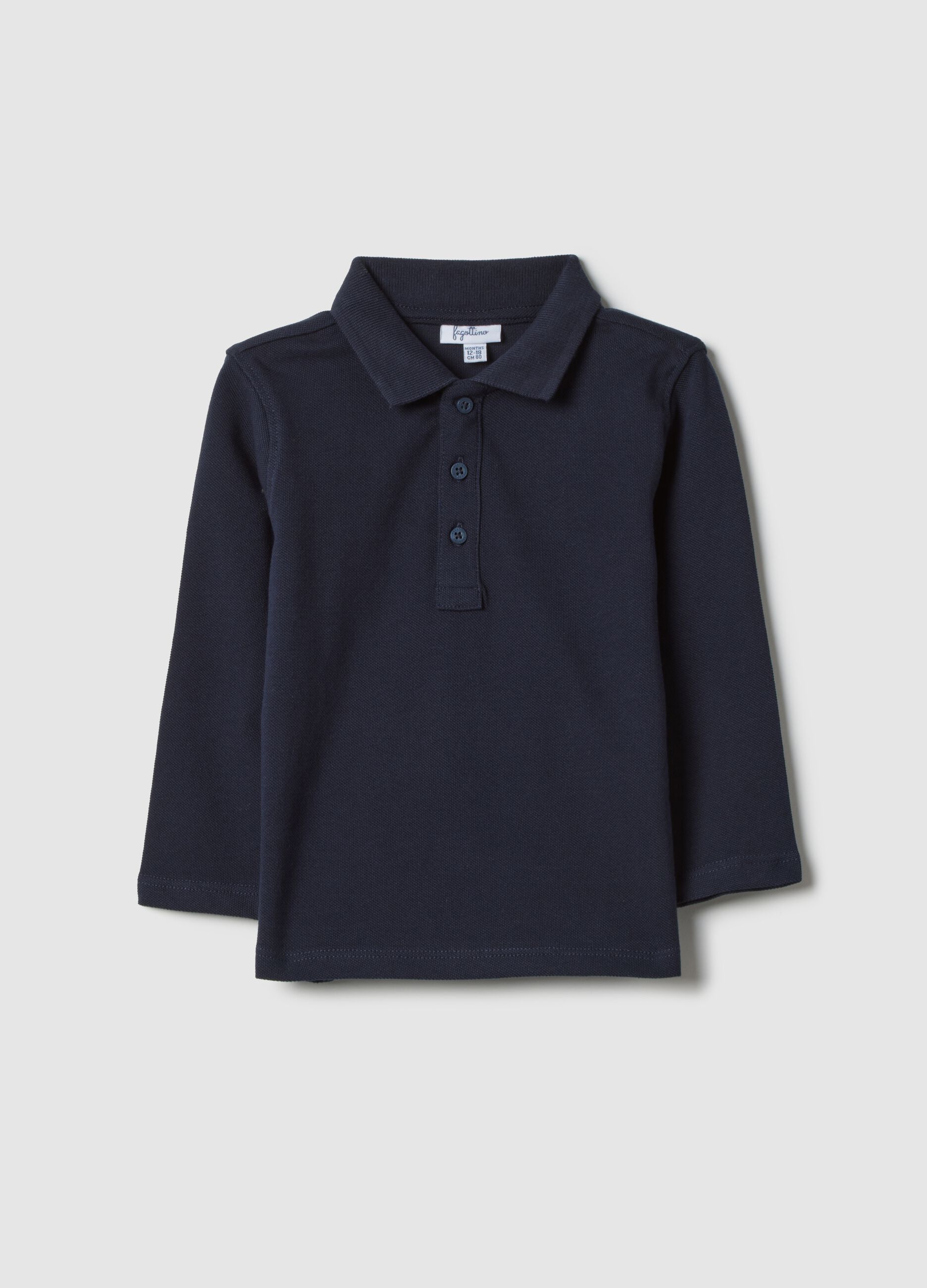 Blue pure cotton polo for toddler, regular fit