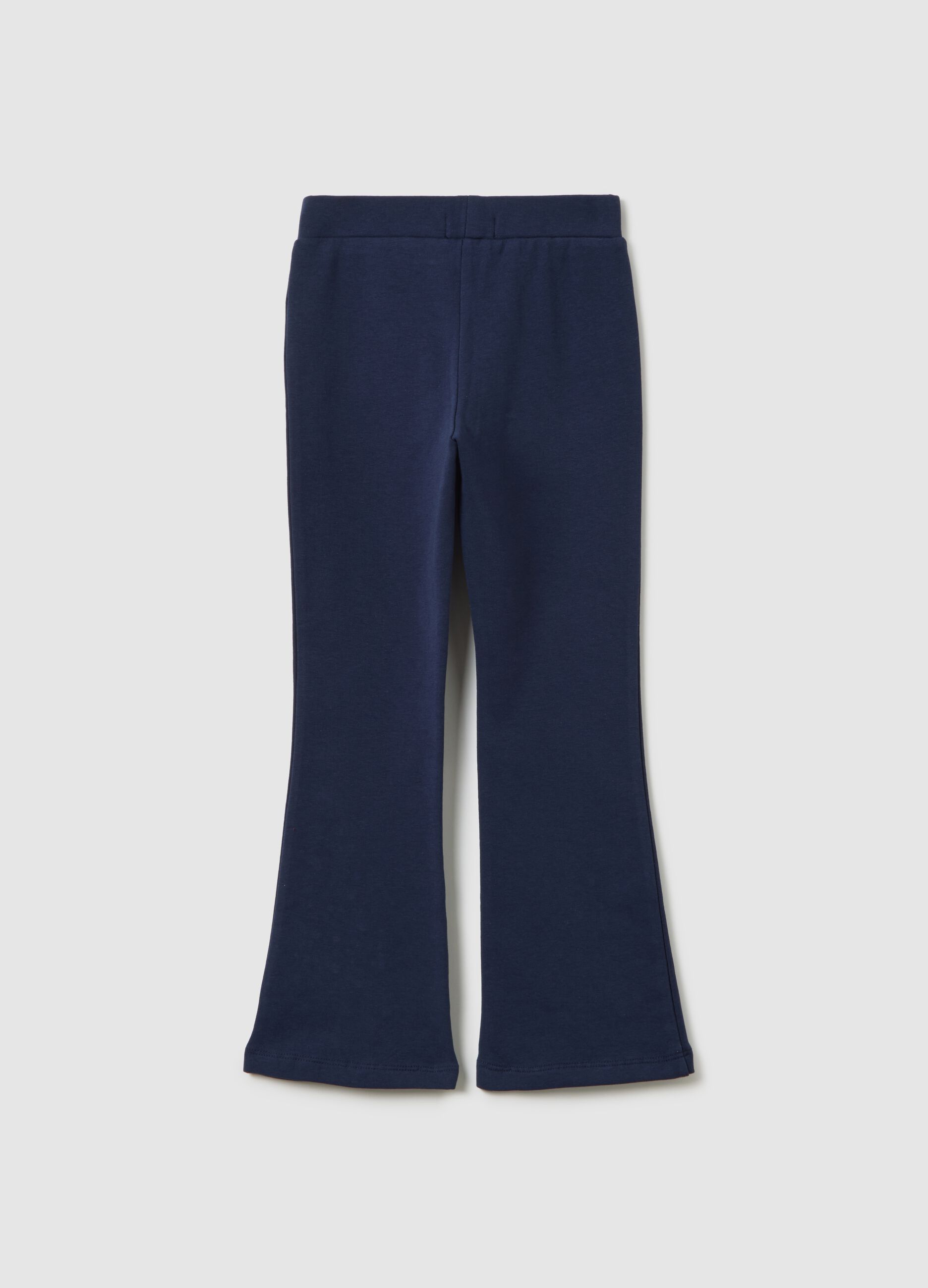 Leggings da bambina in cotone elasticizzato blu flare