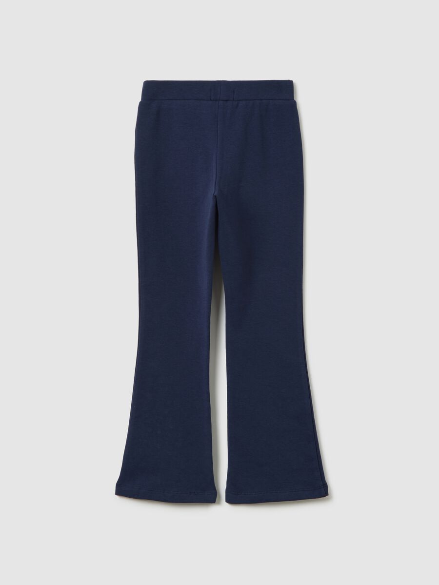 Leggings da bambina in cotone elasticizzato blu flare_1