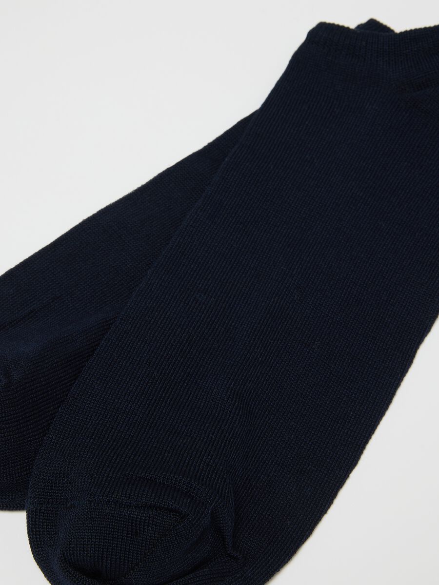 Tripack of blue elasticated cotton blend sports socks_1