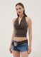 Brown stretch-fabric top with soft neckline_2