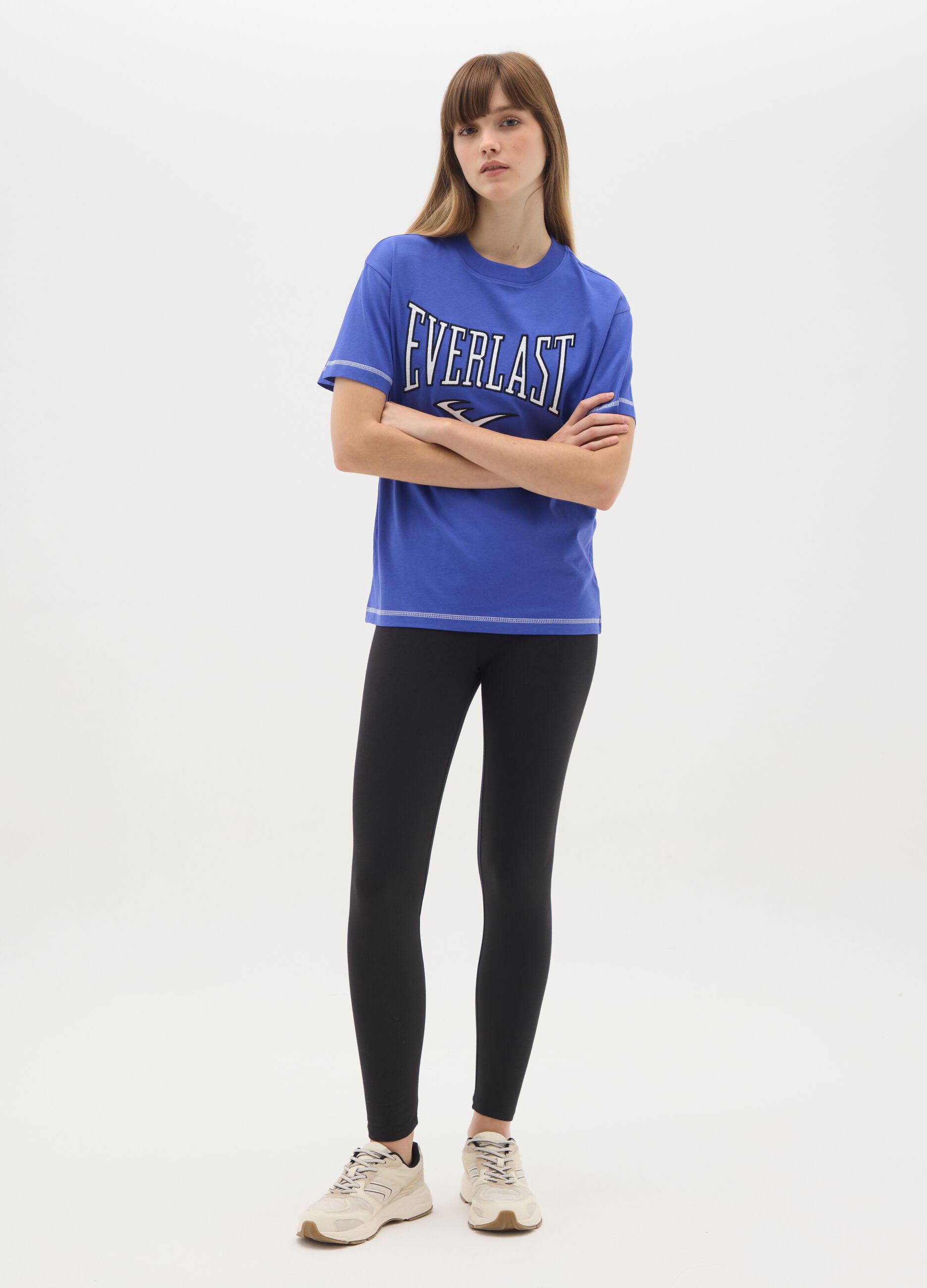 Blue short-sleeved cotton Everlast T-shirt
