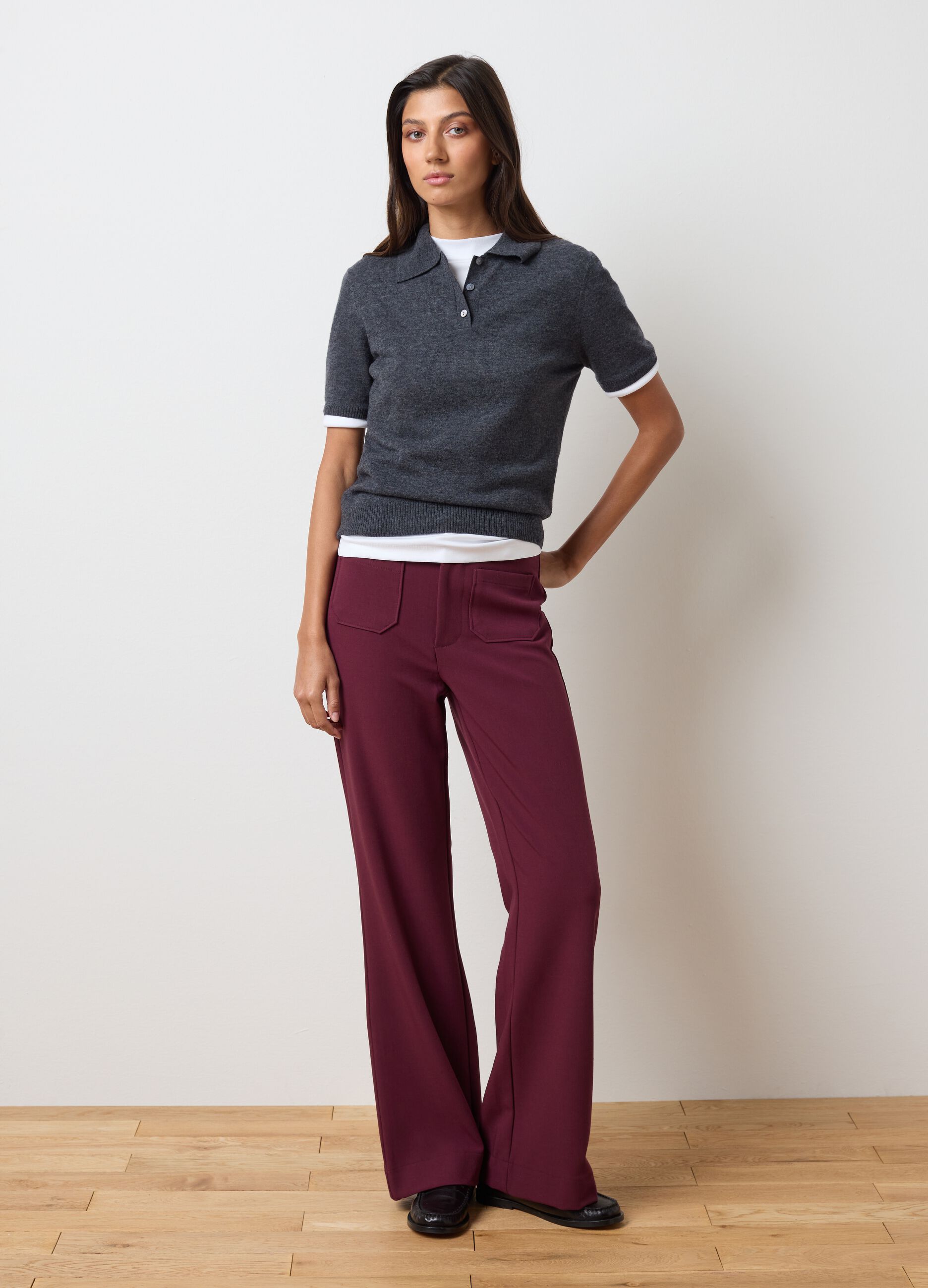 Wide Leg Purple Trousers