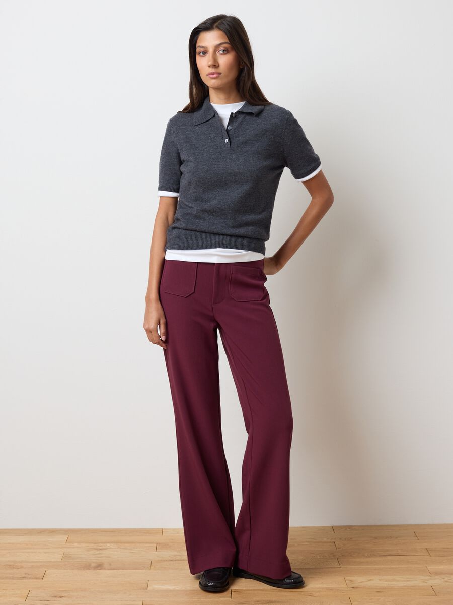 Pantaloni viola a gamba larga_0