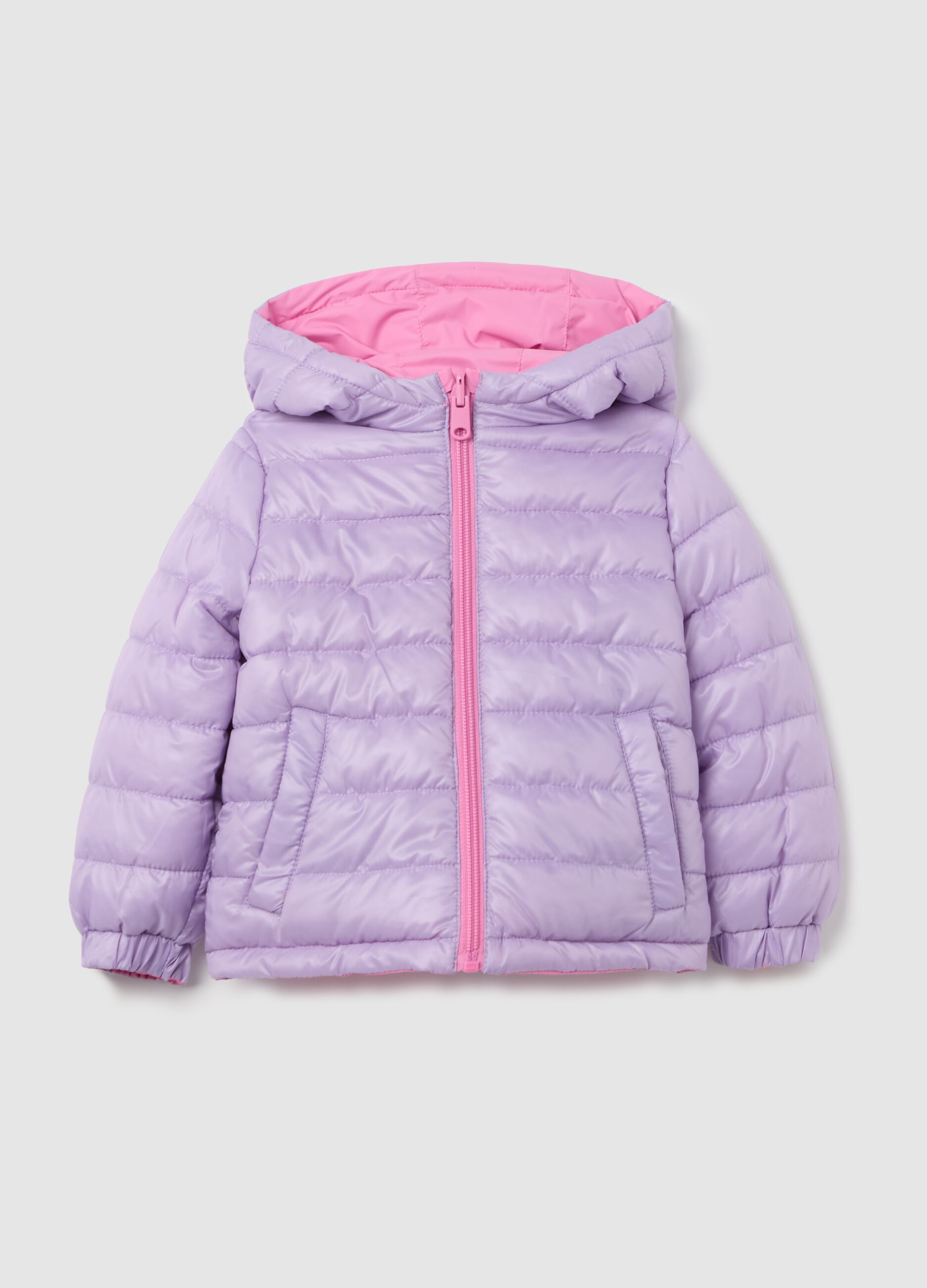 Ultralight reversible down jacket with hood