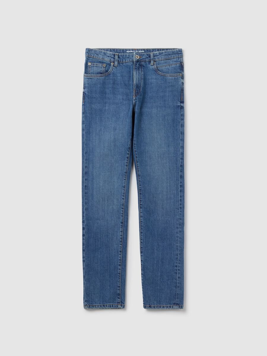 Slim-fit cross-hatch cotton jeans_4