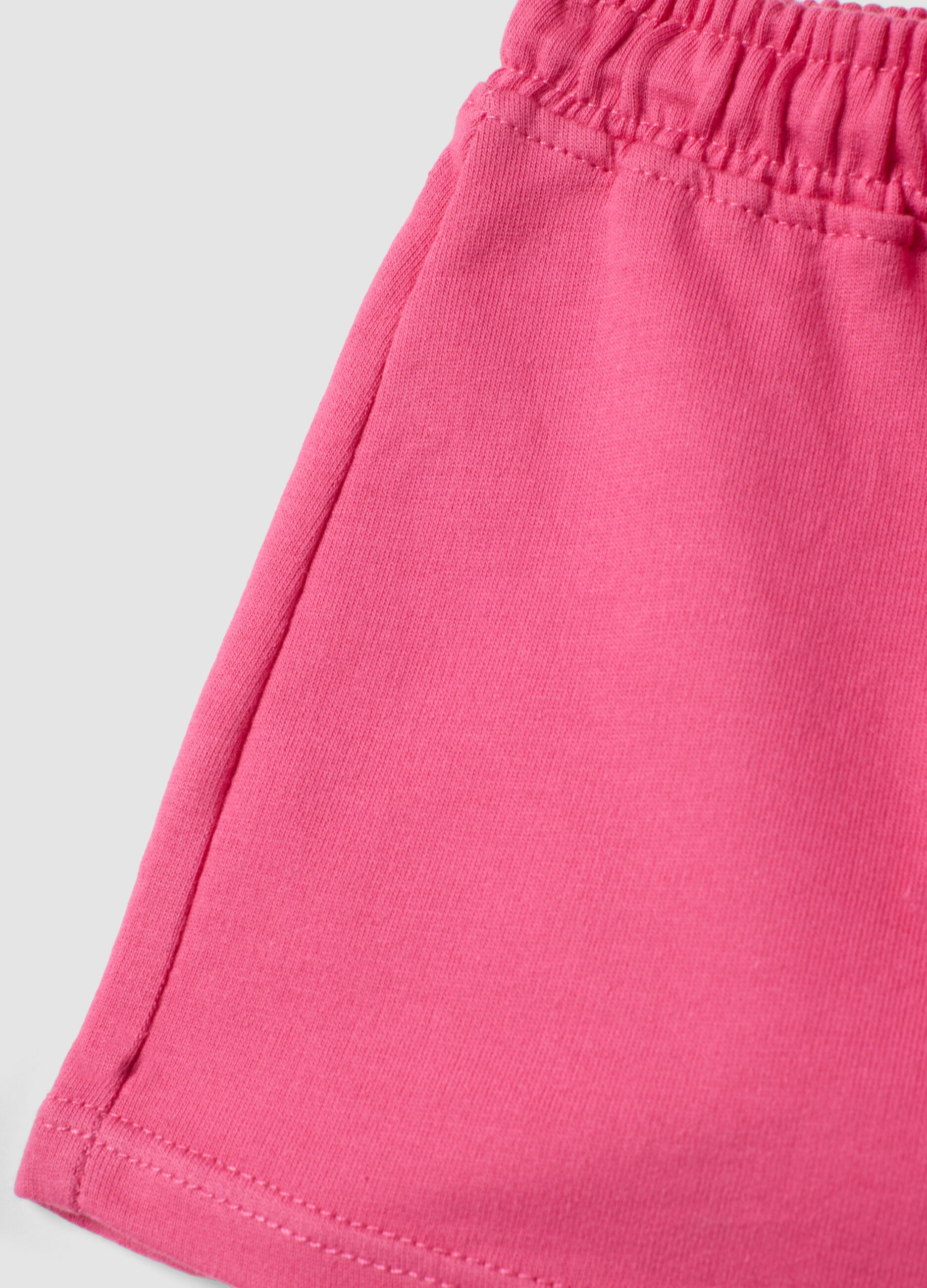 Girls&rsquo; pink pure cotton shorts, regular fit