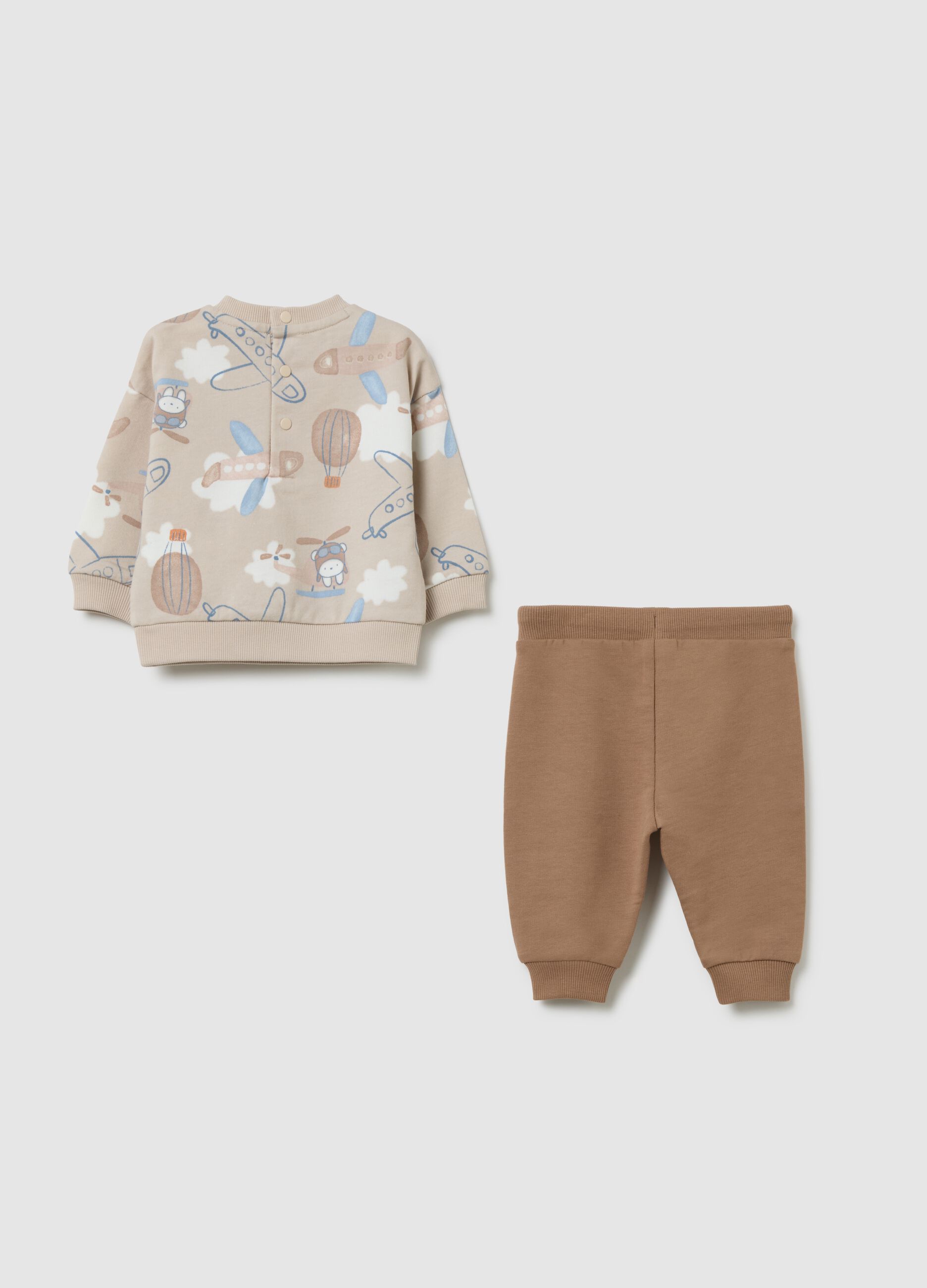 Girl's beige pure cotton set with adventure motif