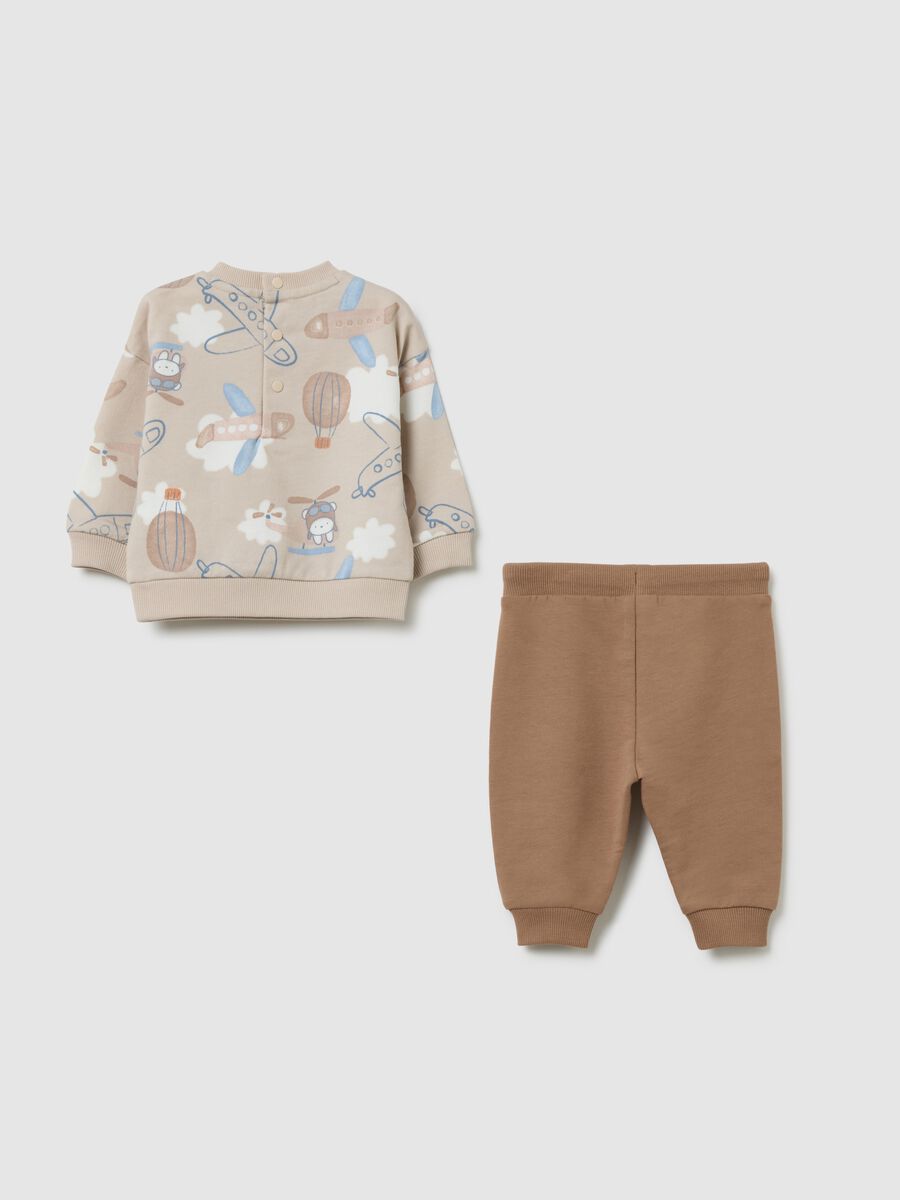 Girl's beige pure cotton set with adventure motif_1