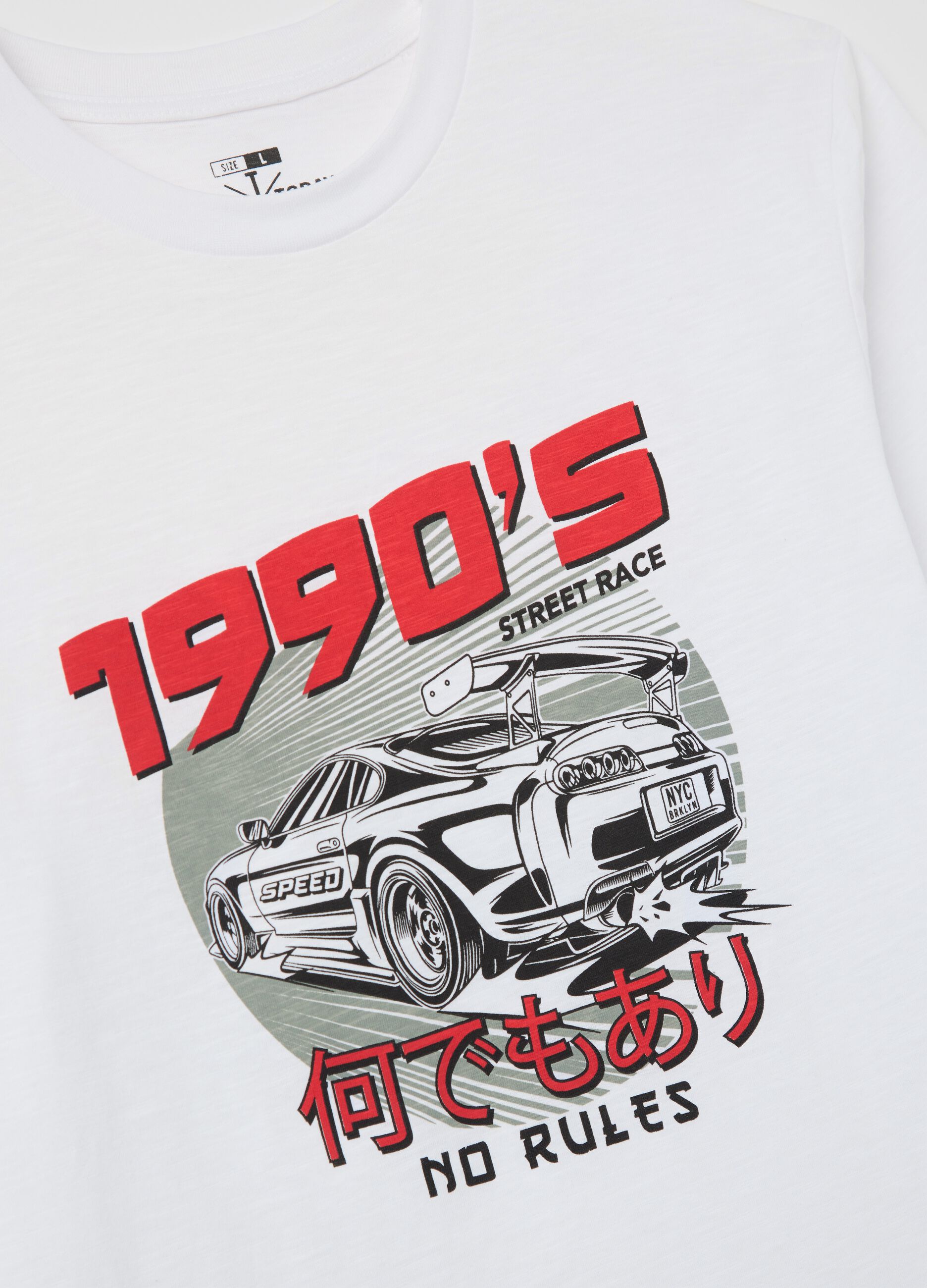 T-shirt in cotone con stampa auto da corsa "1990'S"