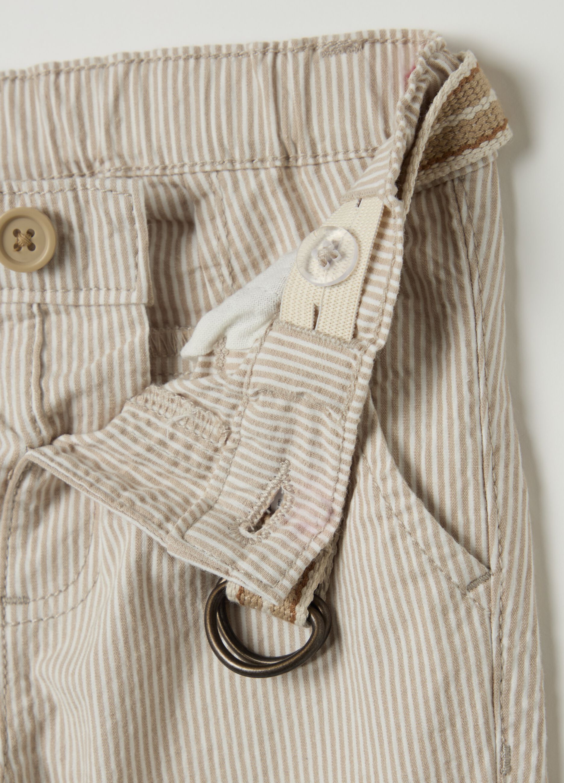 Striped chino trousers with belt